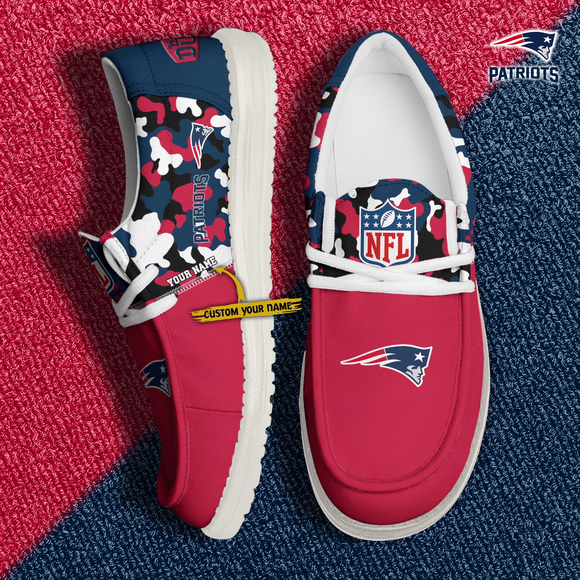 Alternative view of New England Patriots Football H-D Canvas Loafer Shoes Custom Your Name, Sport Shoes For Fan, Fan Gifts EHIVM-04031614N