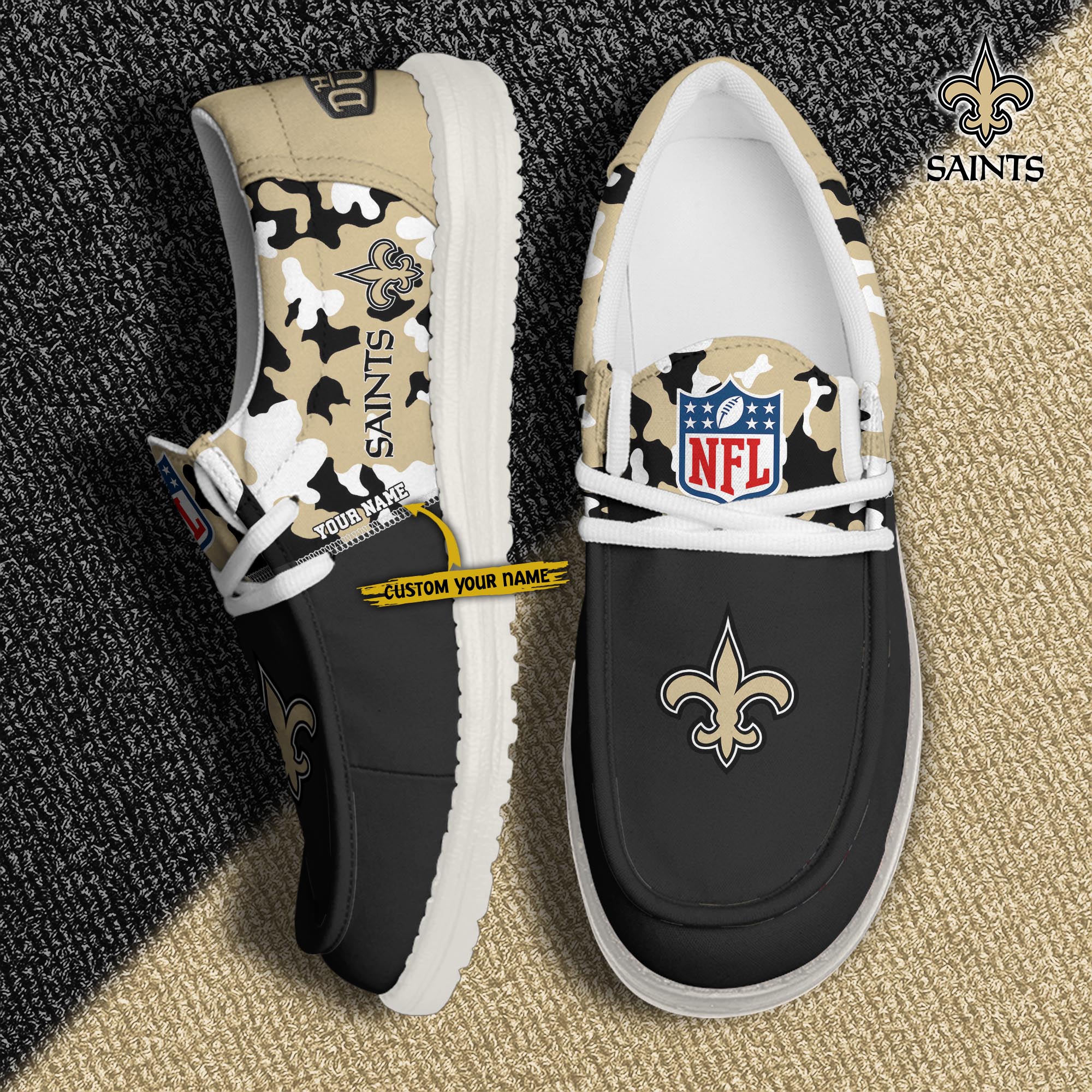 Alternative view of New Orleans Saints Football H-D Canvas Loafer Shoes Custom Your Name, Sport Shoes For Fan, Fan Gifts EHIVM-04031614N