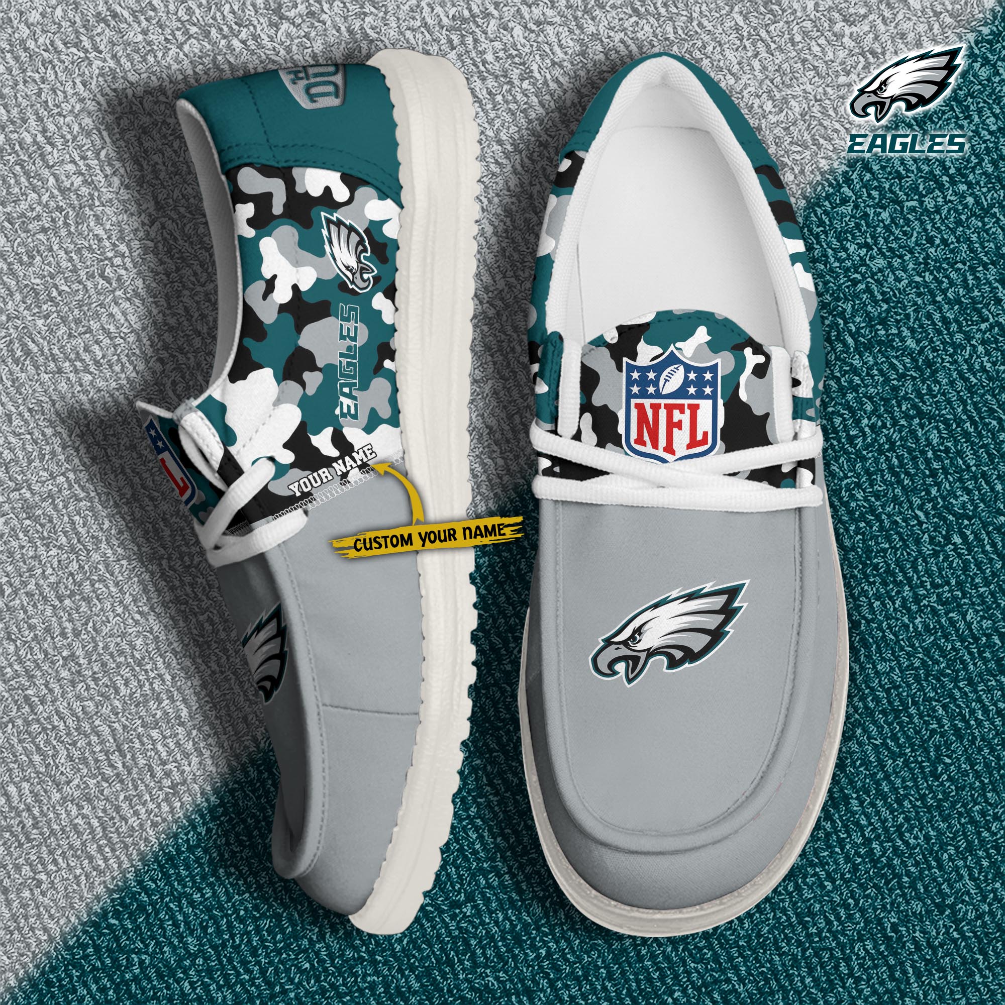 Alternative view of Philadelphia Eagles Football H-D Canvas Loafer Shoes Custom Your Name, Sport Shoes For Fan, Fan Gifts EHIVM-04031614N