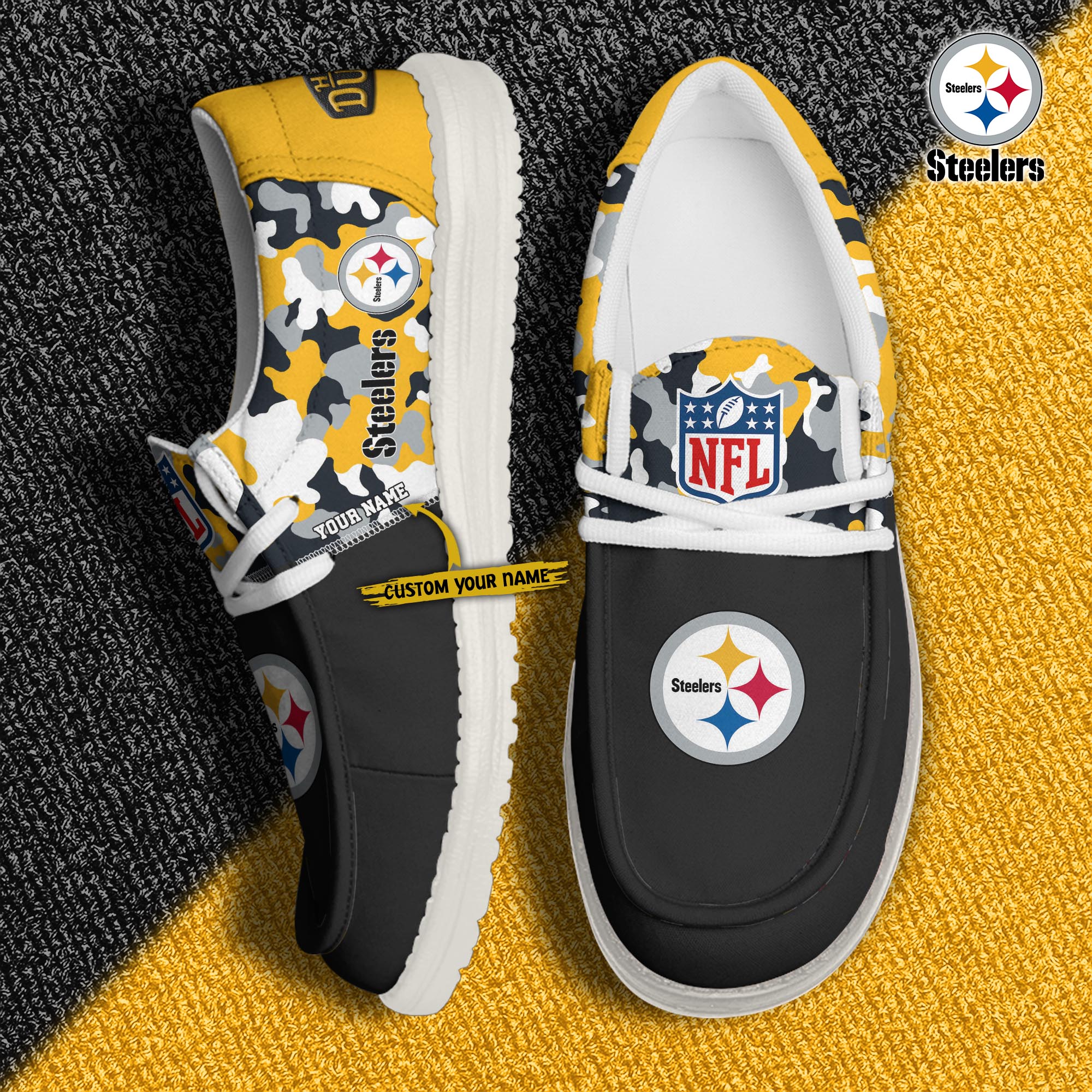 Alternative view of Pittsburgh Steelers Football H-D Canvas Loafer Shoes Custom Your Name, Sport Shoes For Fan, Fan Gifts EHIVM-04031614N