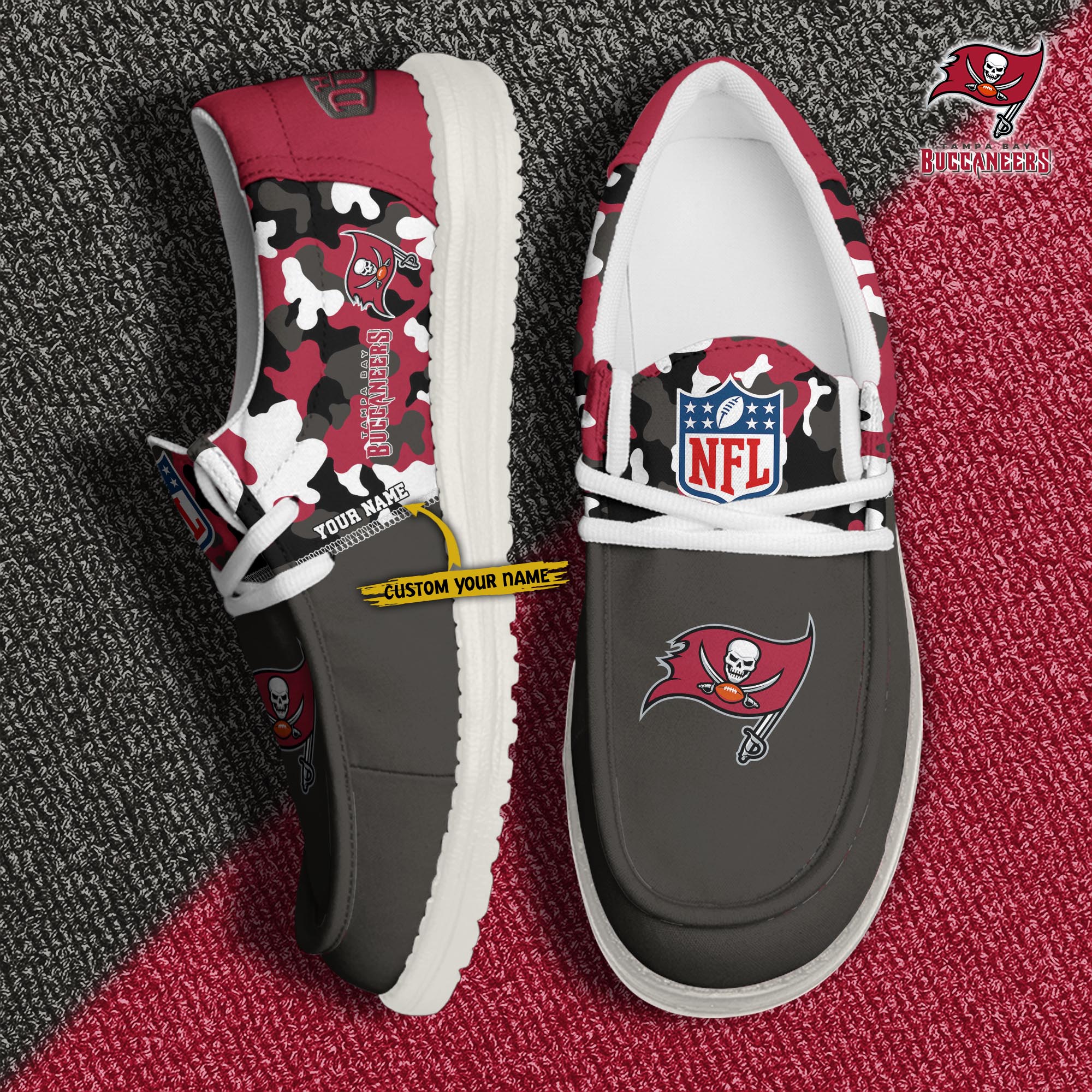 Alternative view of Tampa Bay Buccaneers Football H-D Canvas Loafer Shoes Custom Your Name, Sport Shoes For Fan, Fan Gifts EHIVM-04031614N