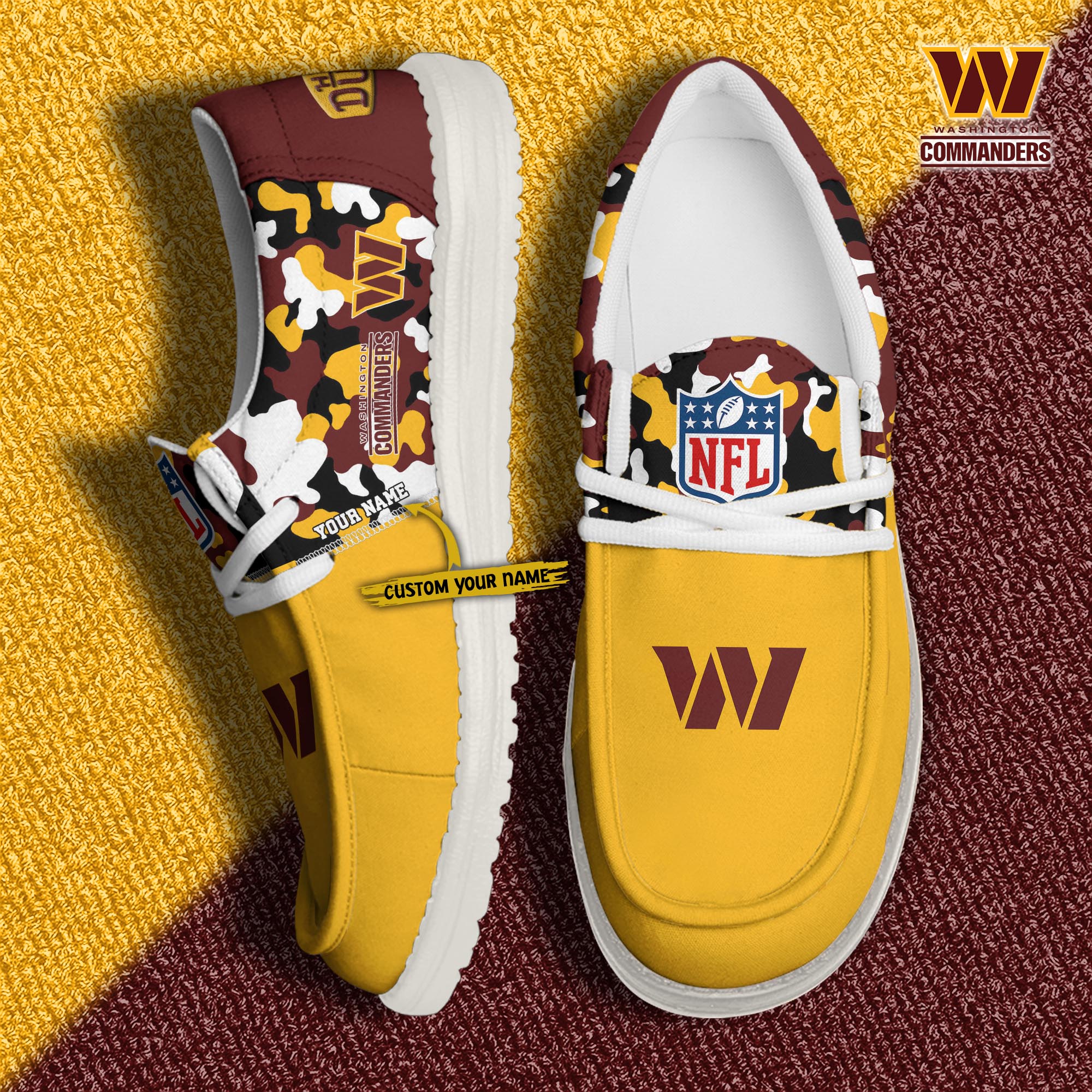 Alternative view of Washington Commanders Football H-D Canvas Loafer Shoes Custom Your Name, Sport Shoes For Fan, Fan Gifts EHIVM-04031614N