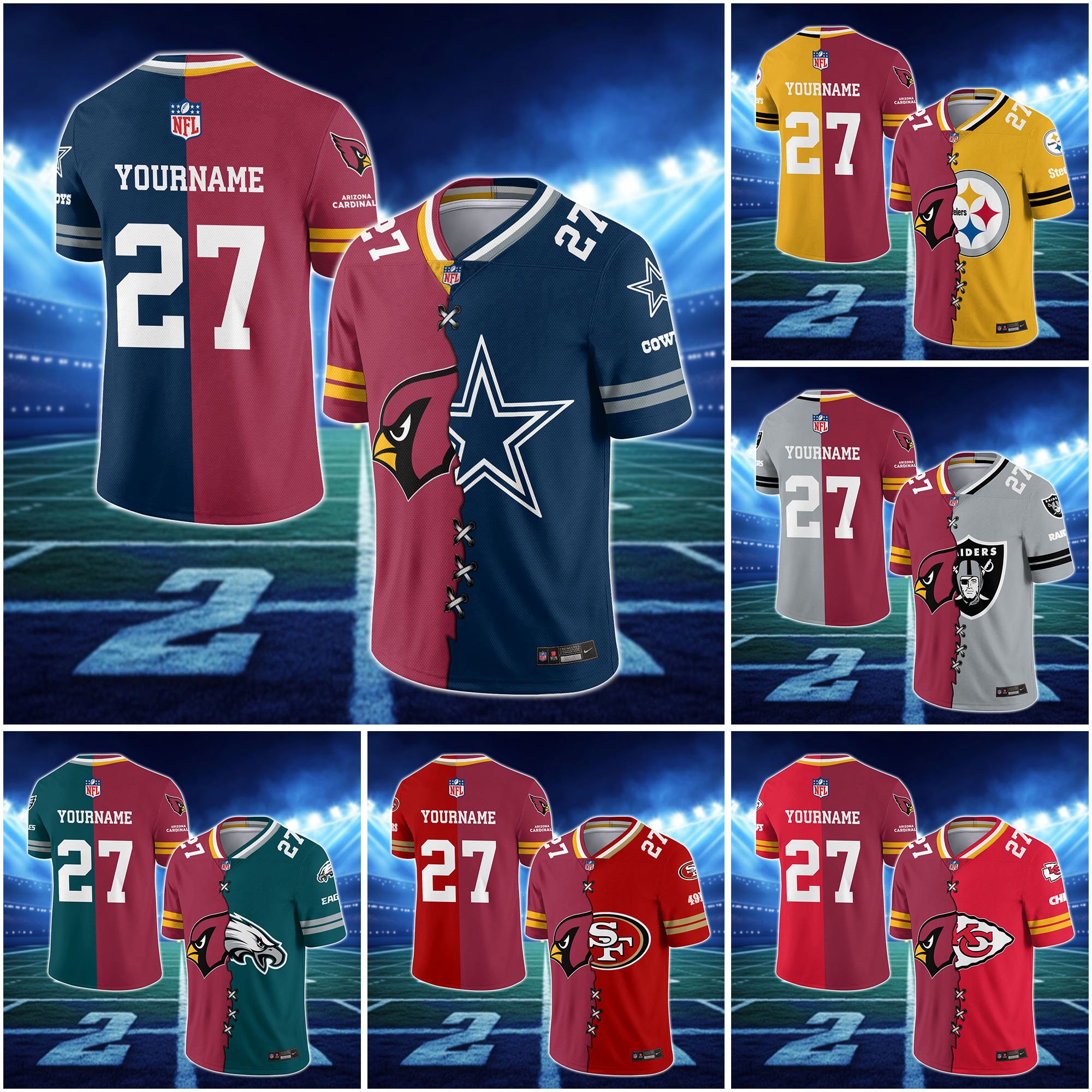 Arizona Cardinals House Divided Vneck Football Jersey Custom Any Teams, Custom Name, Number And Team, House Divided Football Gift EHIVM-10033806N
