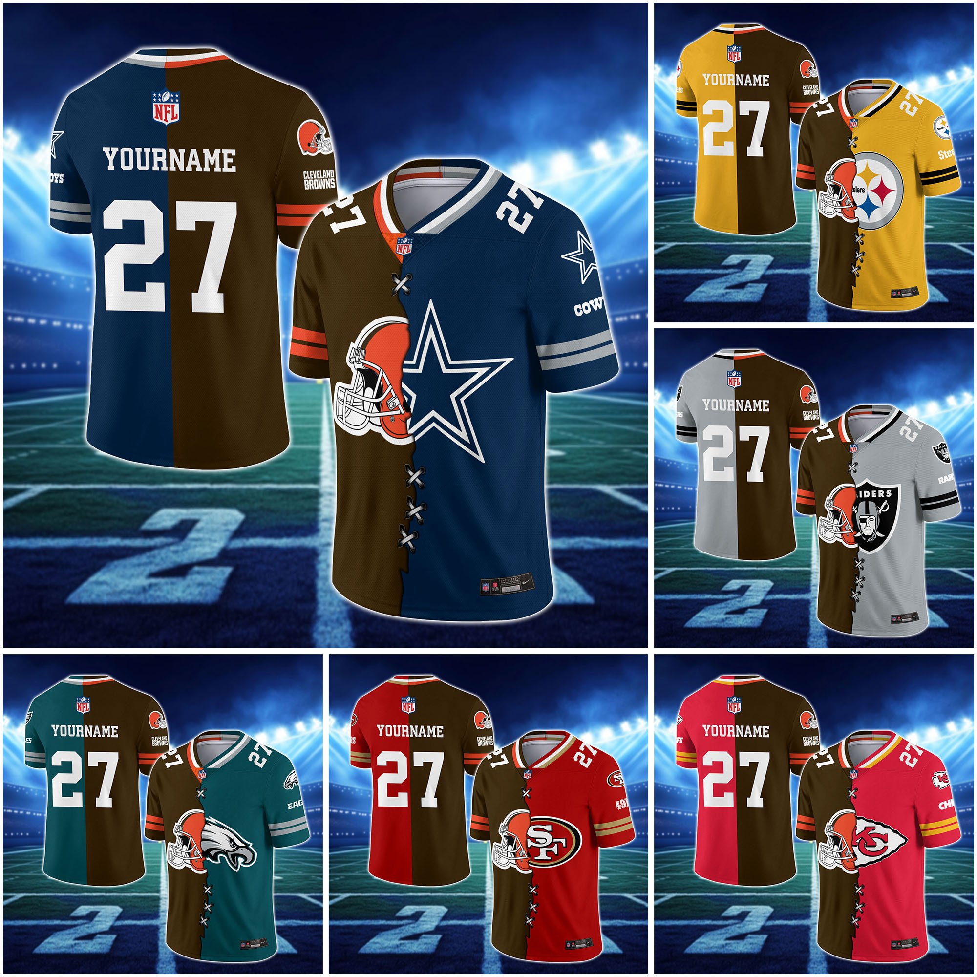 Cleveland Browns House Divided Vneck Football Jersey Custom Any Teams, Custom Name, Number And Team, House Divided Football Gift EHIVM-10033806N