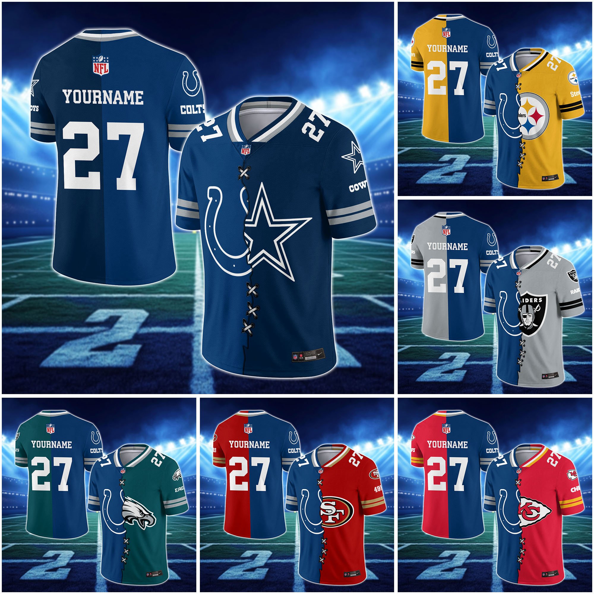 Indianapolis Colts House Divided Vneck Football Jersey Custom Any Teams, Custom Name, Number And Team, House Divided Football Gift EHIVM-10033806N