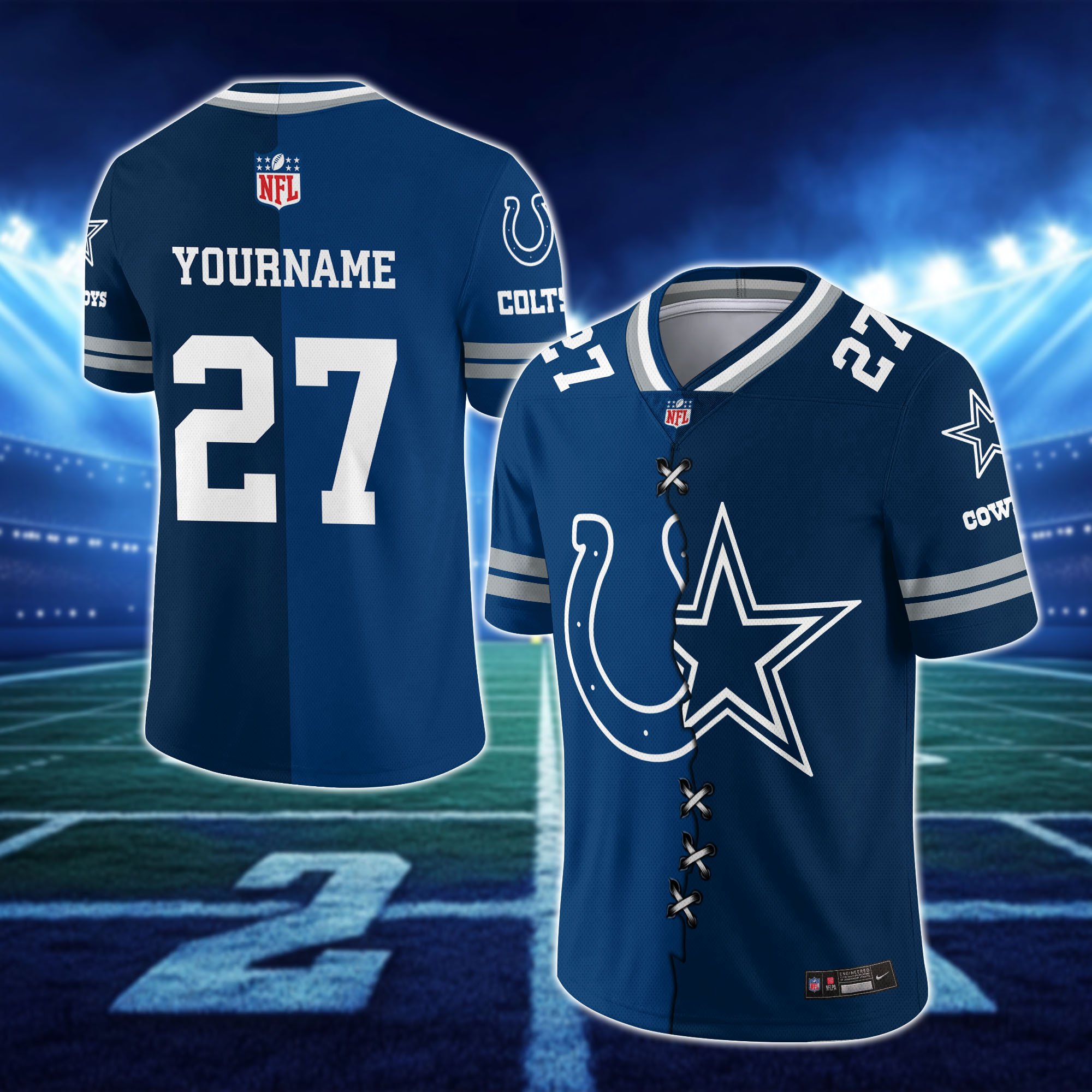 Alternative view of Indianapolis Colts House Divided Vneck Football Jersey Custom Any Teams, Custom Name, Number And Team, House Divided Football Gift EHIVM-10033806N