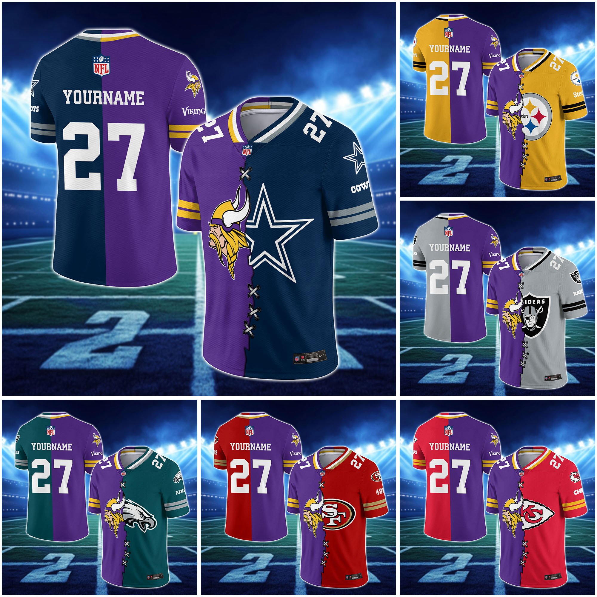 Minnesota Vikings House Divided Vneck Football Jersey Custom Any Teams, Custom Name, Number And Team, House Divided Football Gift EHIVM-10033806N