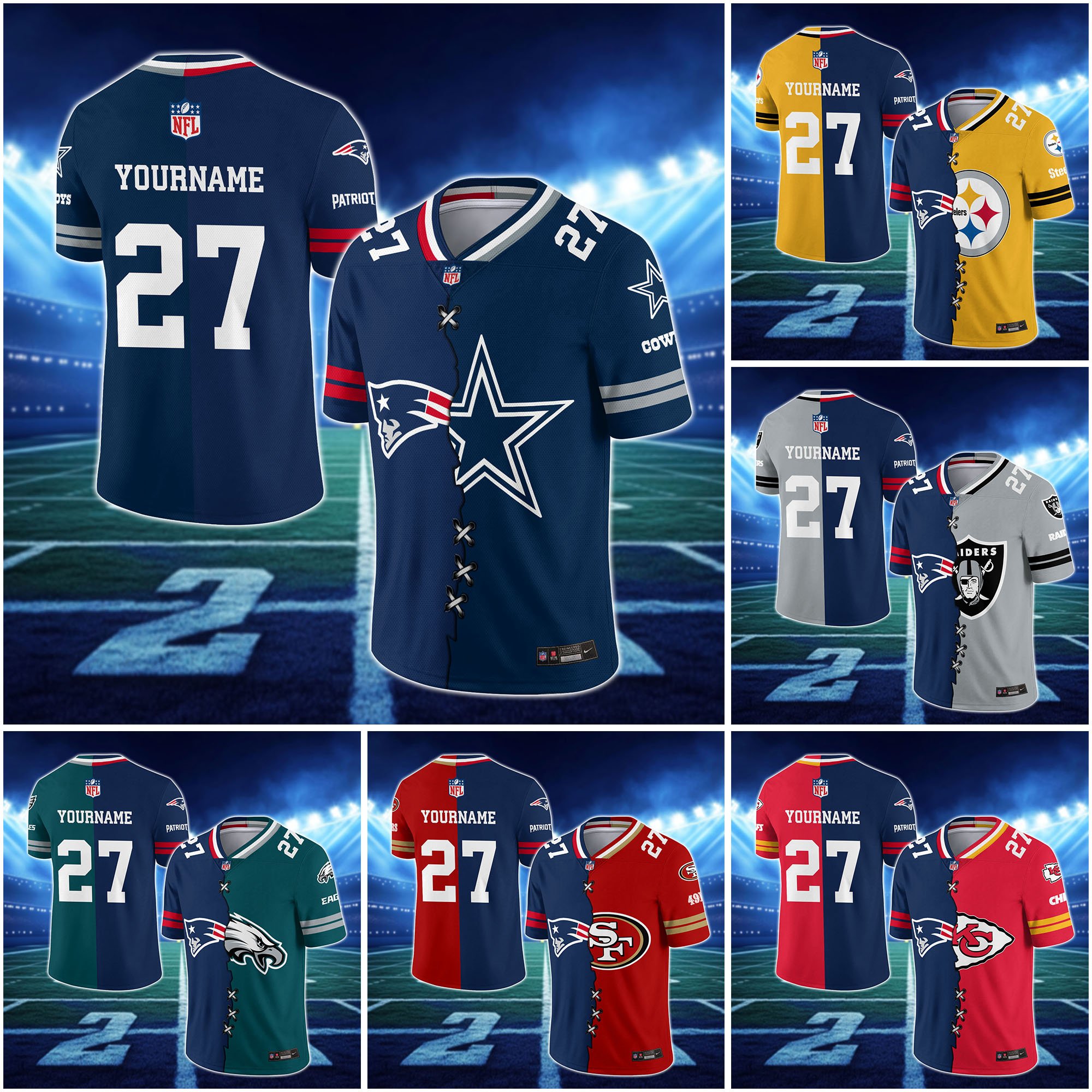 New England Patriots House Divided Vneck Football Jersey Custom Any Teams, Custom Name, Number And Team, House Divided Football Gift EHIVM-10033806N