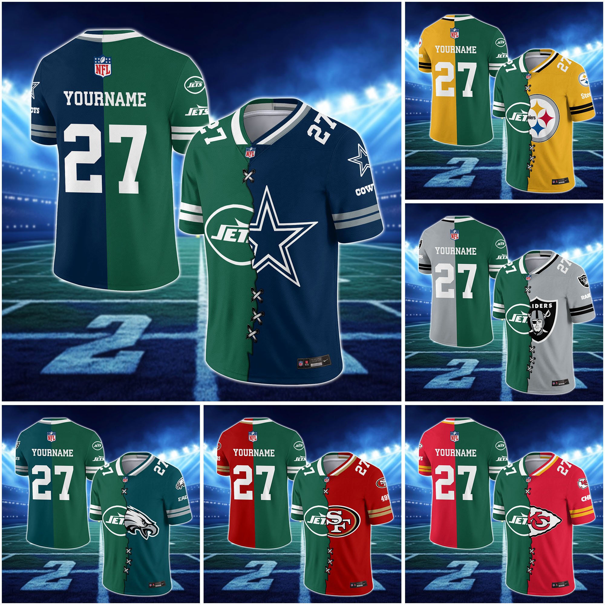 New York Jets House Divided Vneck Football Jersey Custom Any Teams, Custom Name, Number And Team, House Divided Football Gift EHIVM-10033806N
