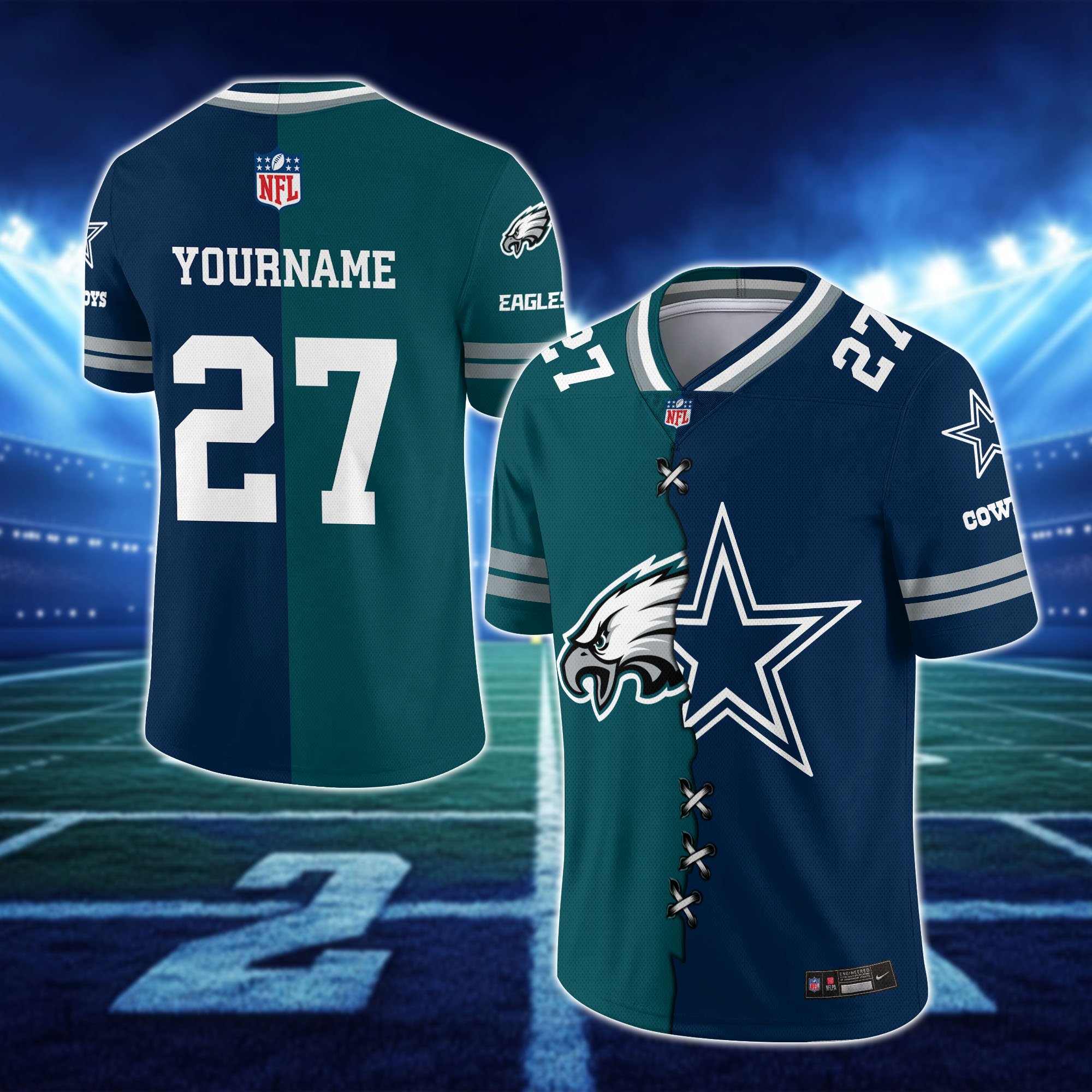 Alternative view of House Divided Vneck Football Jersey Custom Any Teams, Custom Name, Number And Team, House Divided Football Gift EHIVM-10033806N