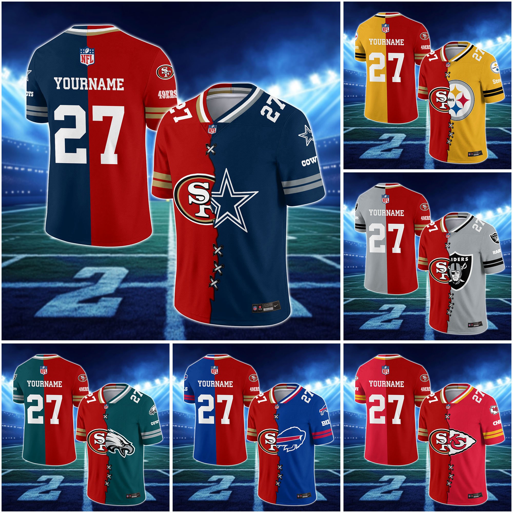San Francisco 49ers House Divided Vneck Football Jersey Custom Any Teams, Custom Name, Number And Team, House Divided Football Gift EHIVM-10033806N