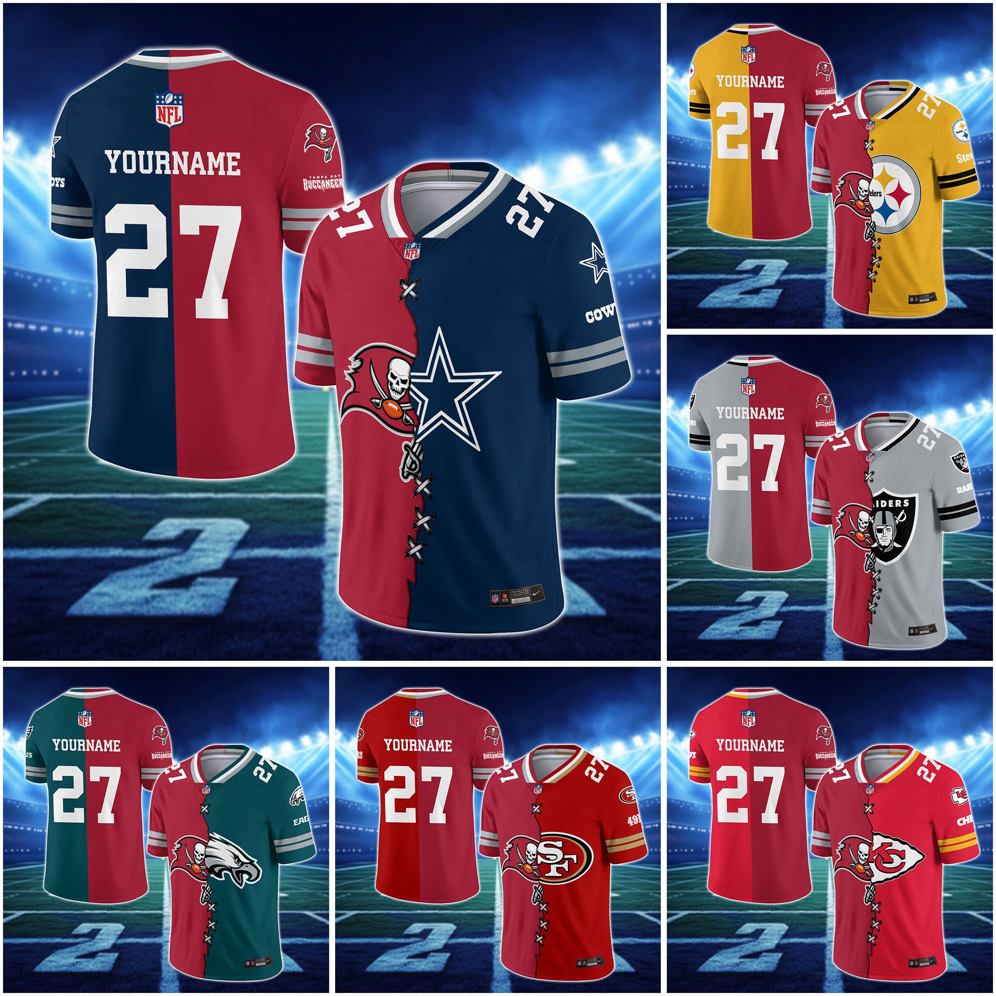 Tampa Bay Buccaneers House Divided Vneck Football Jersey Custom Any Teams, Custom Name, Number And Team, House Divided Football Gift EHIVM-10033806N