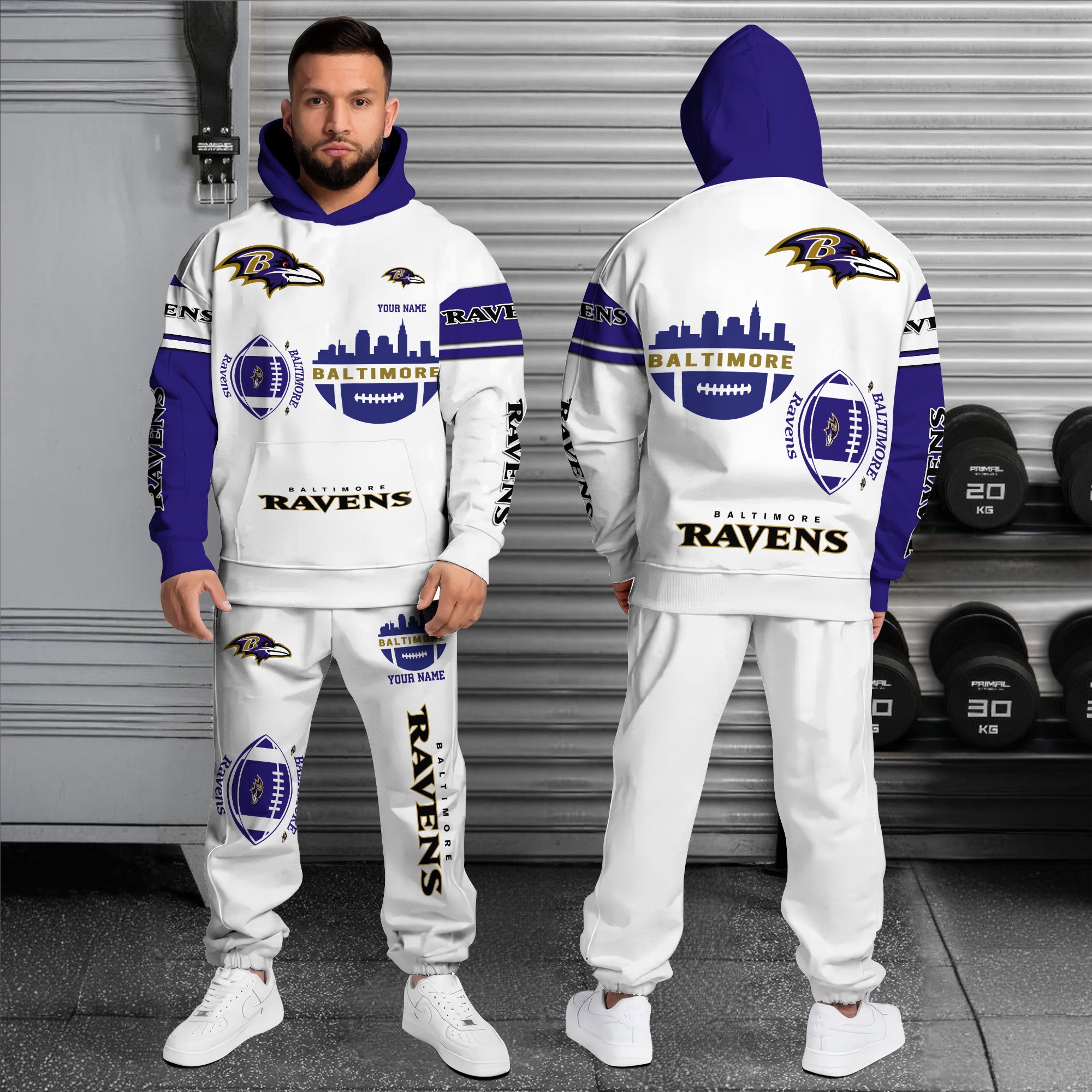 Alternative view of Baltimore Ravens Combo Hoodie And Sweatpants Custom Name, Gift For Sport EHIVM-10284262N