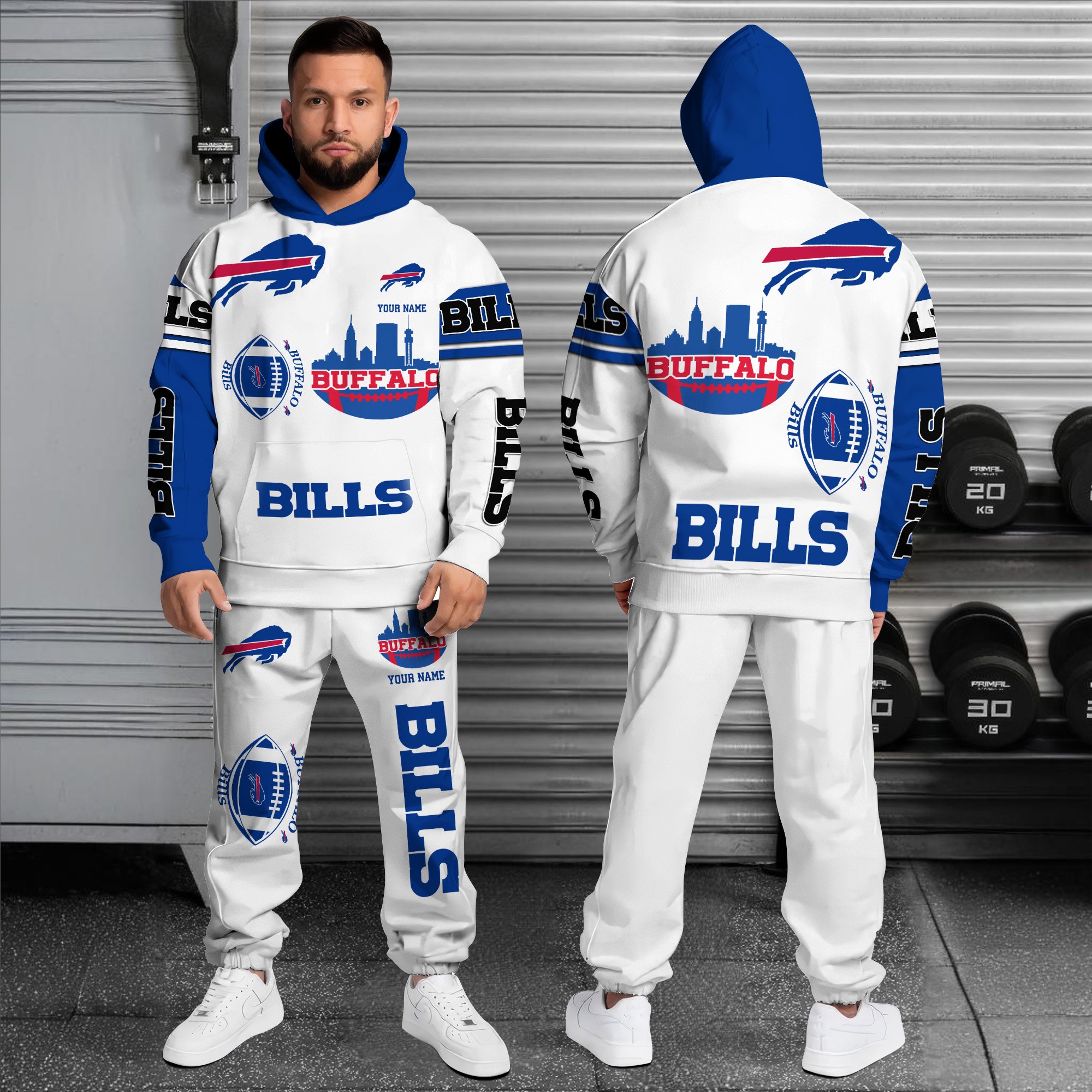 Alternative view of Buffalo Bills Combo Hoodie And Sweatpants Custom Name, Gift For Sport EHIVM-10284262N