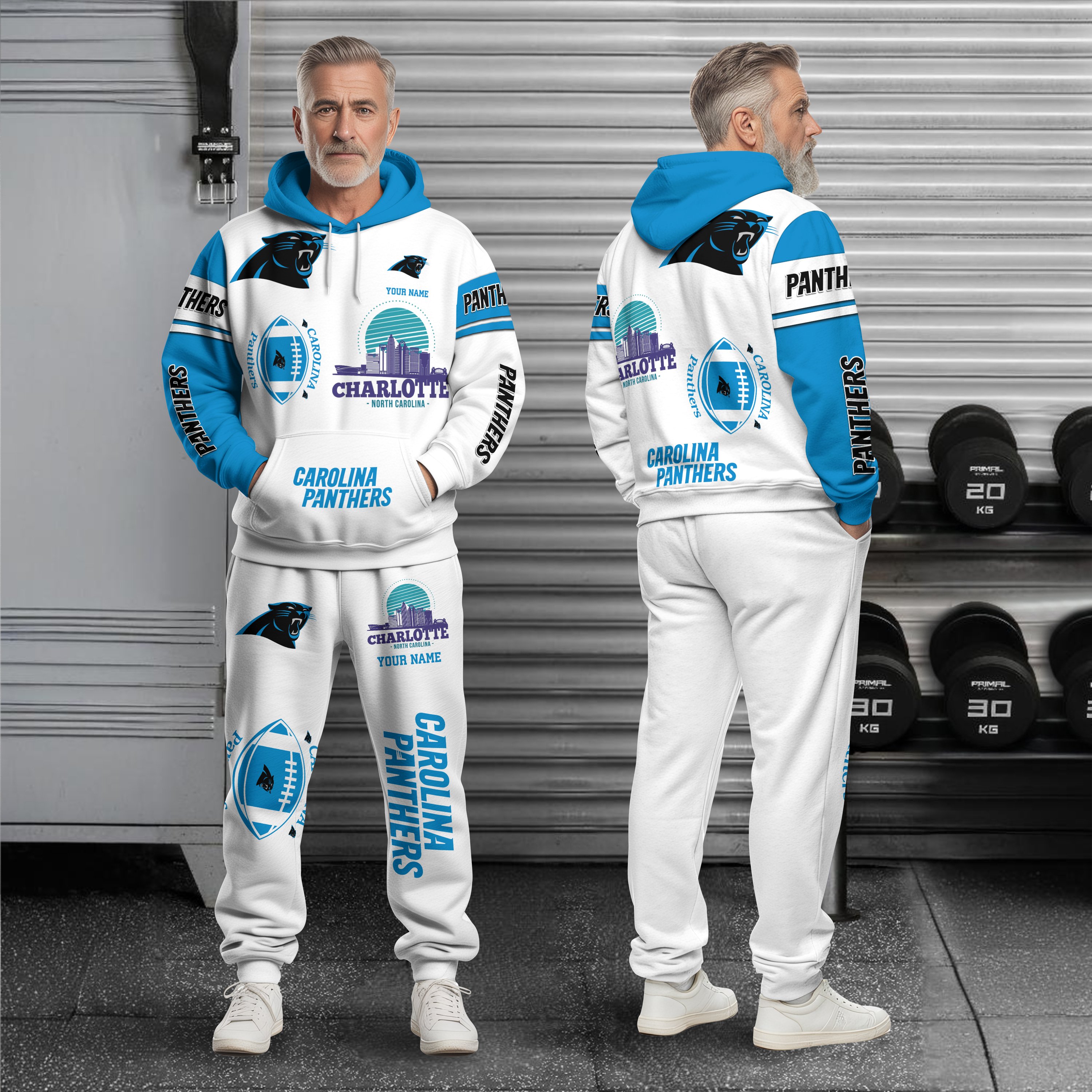 Carolina Panthers Combo Hoodie And Sweatpants Custom Name, Gift For Sport EHIVM-10284262N