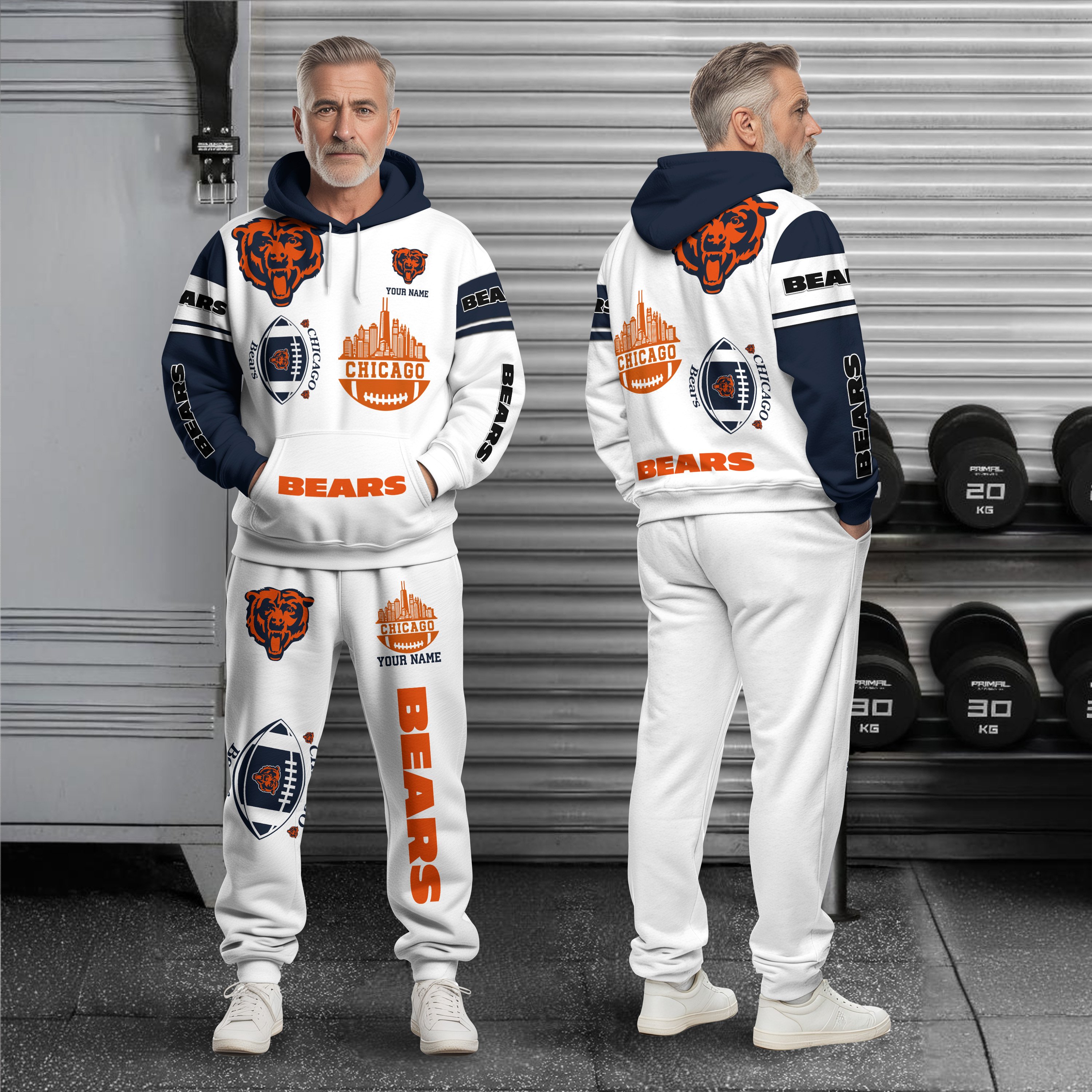 Chicago Bears Combo Hoodie And Sweatpants Custom Name, Gift For Sport EHIVM-10284262N