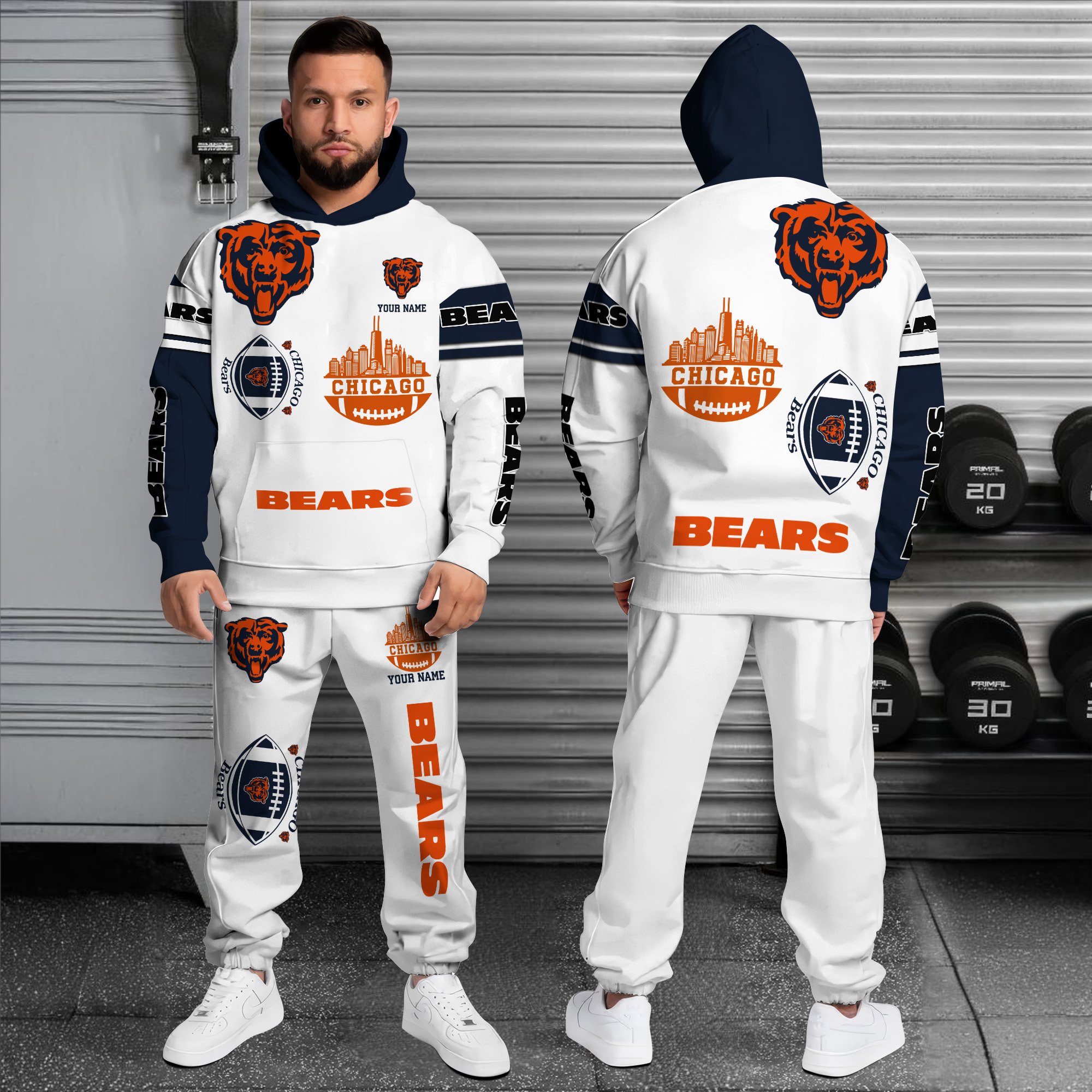 Alternative view of Chicago Bears Combo Hoodie And Sweatpants Custom Name, Gift For Sport EHIVM-10284262N