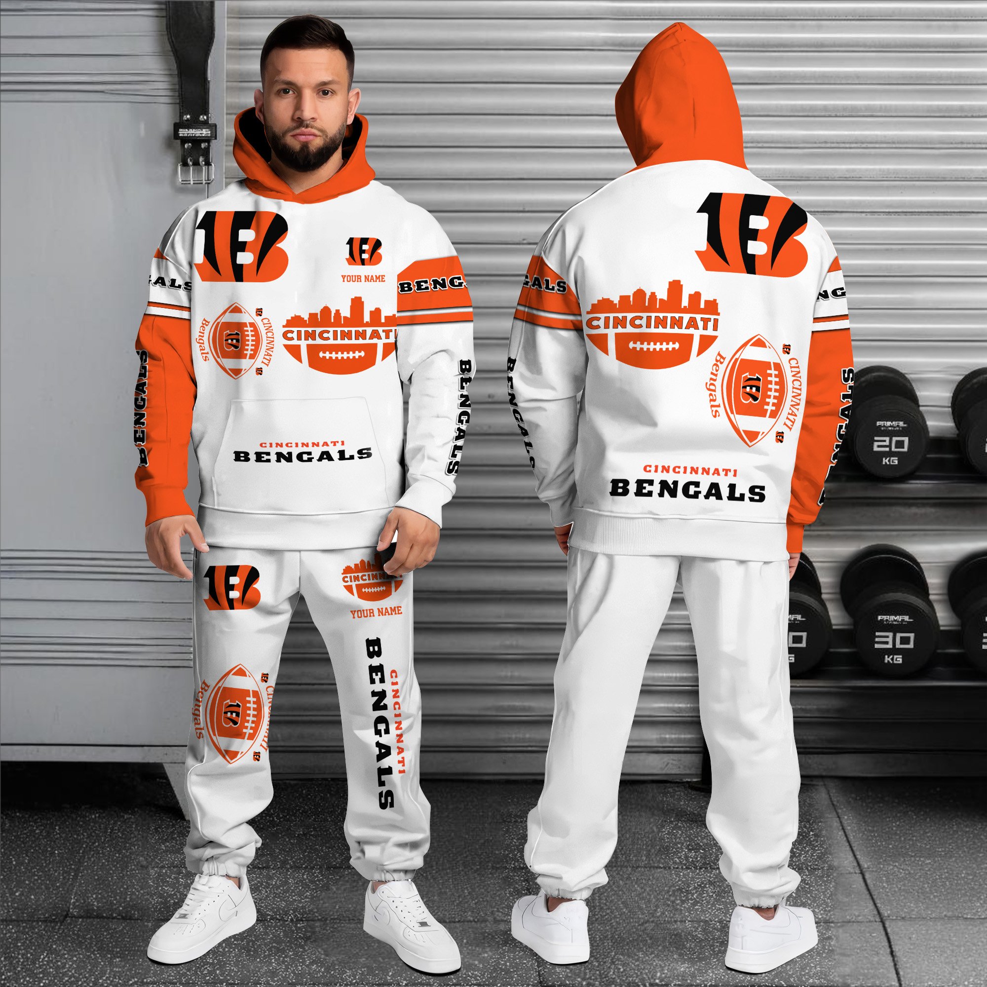 Alternative view of Cincinnati Bengals Combo Hoodie And Sweatpants Custom Name, Gift For Sport EHIVM-10284262N
