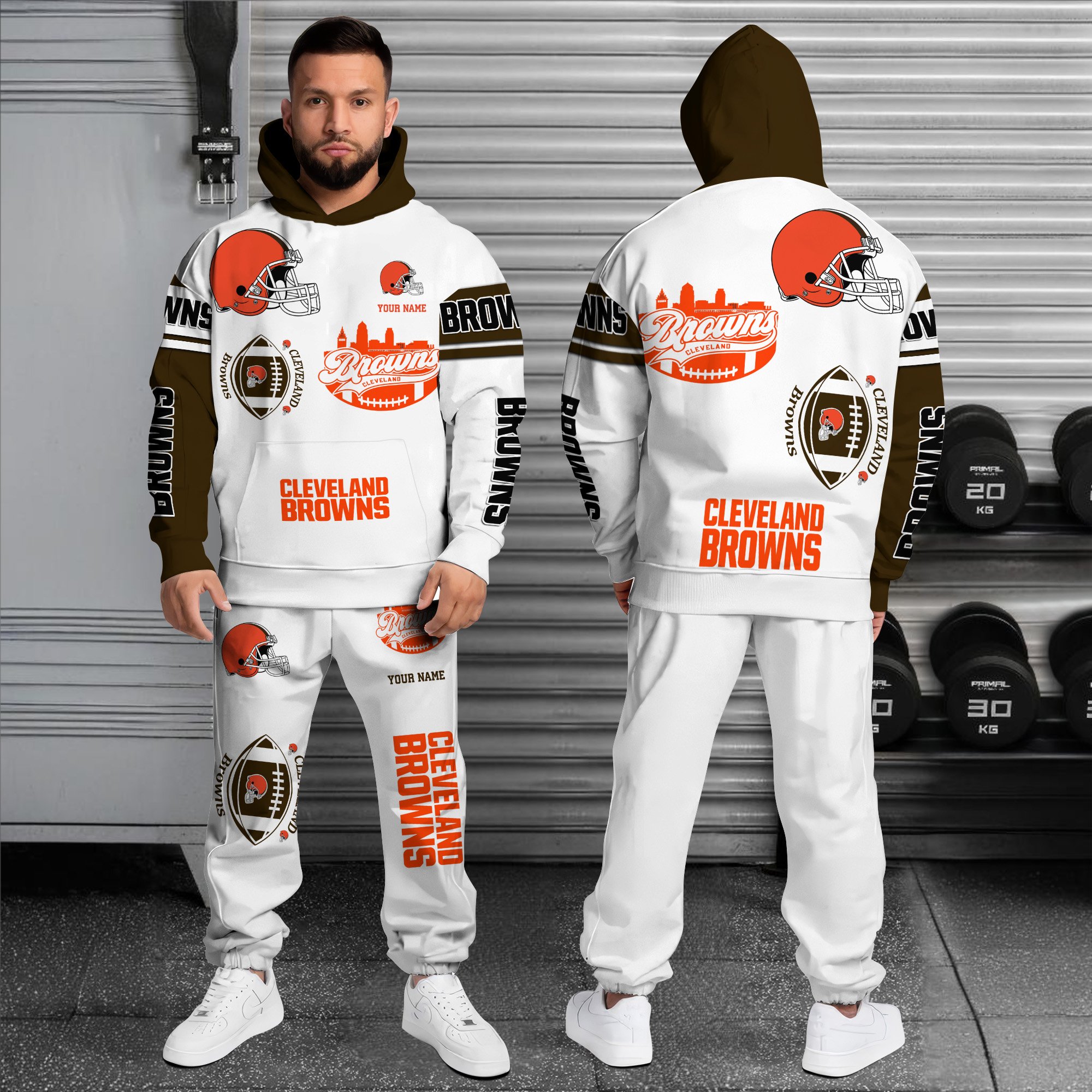 Alternative view of Cleveland Browns Combo Hoodie And Sweatpants Custom Name, Gift For Sport EHIVM-10284262N