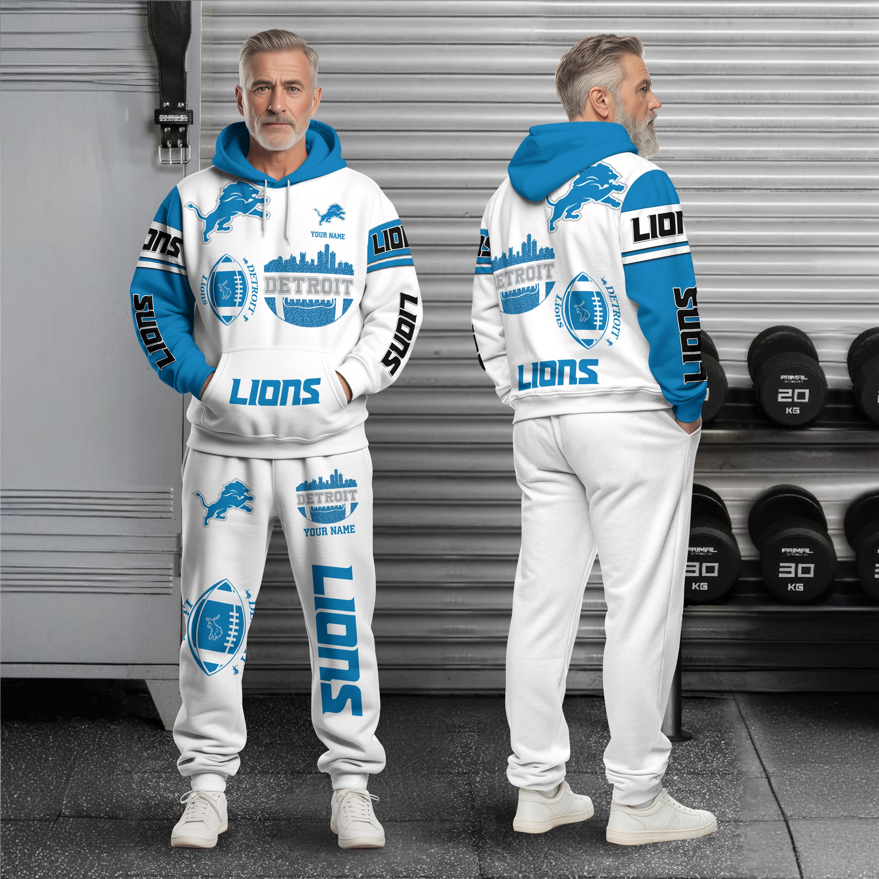 Detroit Lions Combo Hoodie And Sweatpants Custom Name, Gift For Sport EHIVM-10284262N