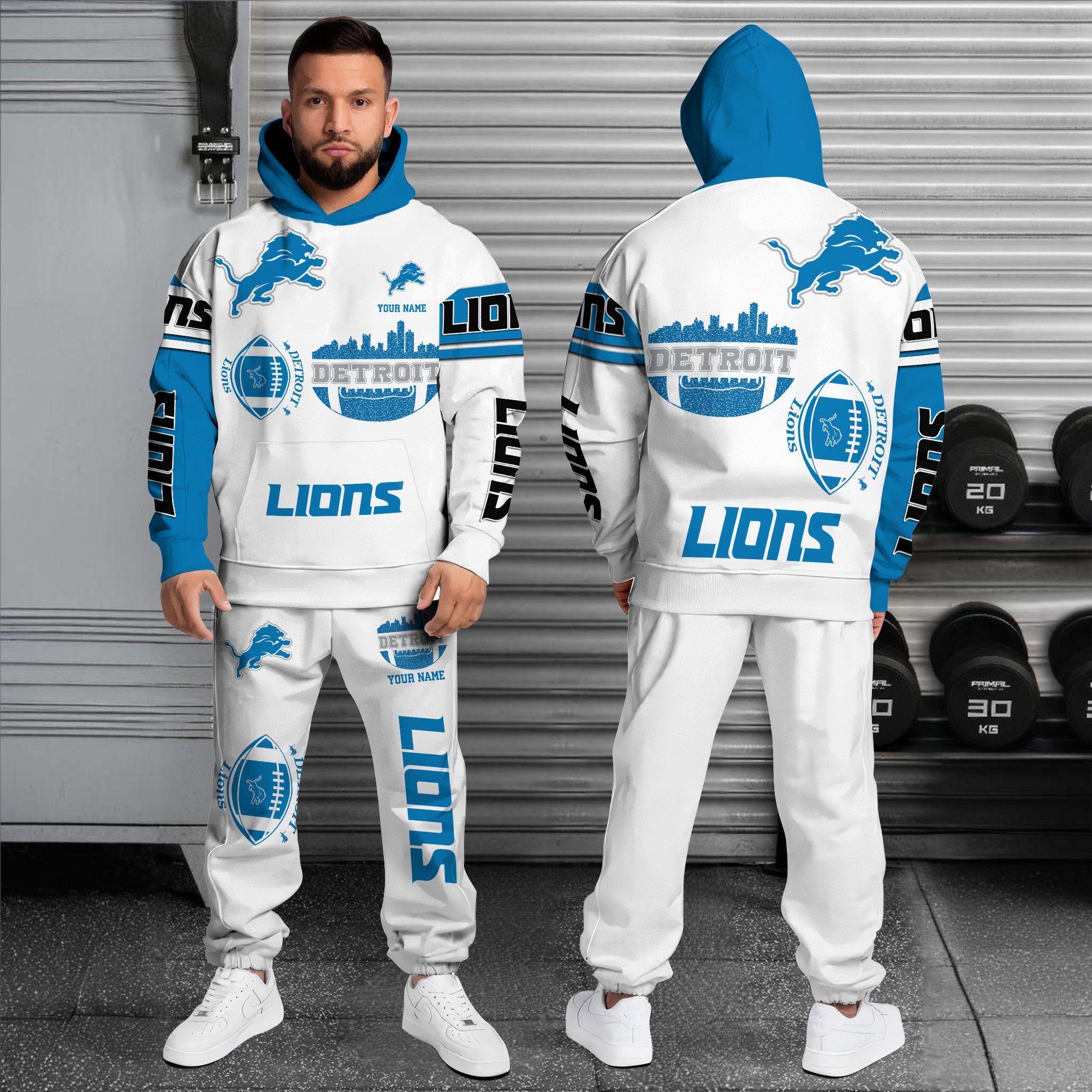 Alternative view of Detroit Lions Combo Hoodie And Sweatpants Custom Name, Gift For Sport EHIVM-10284262N
