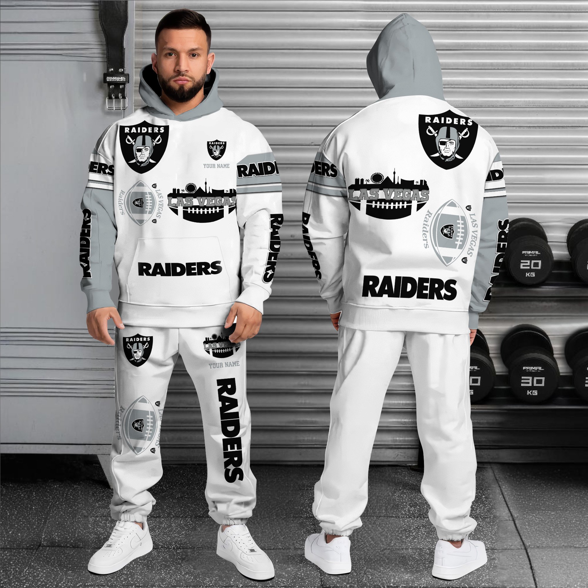 Alternative view of Las Vegas Raiders Combo Hoodie And Sweatpants Custom Name, Gift For Sport EHIVM-10284262N