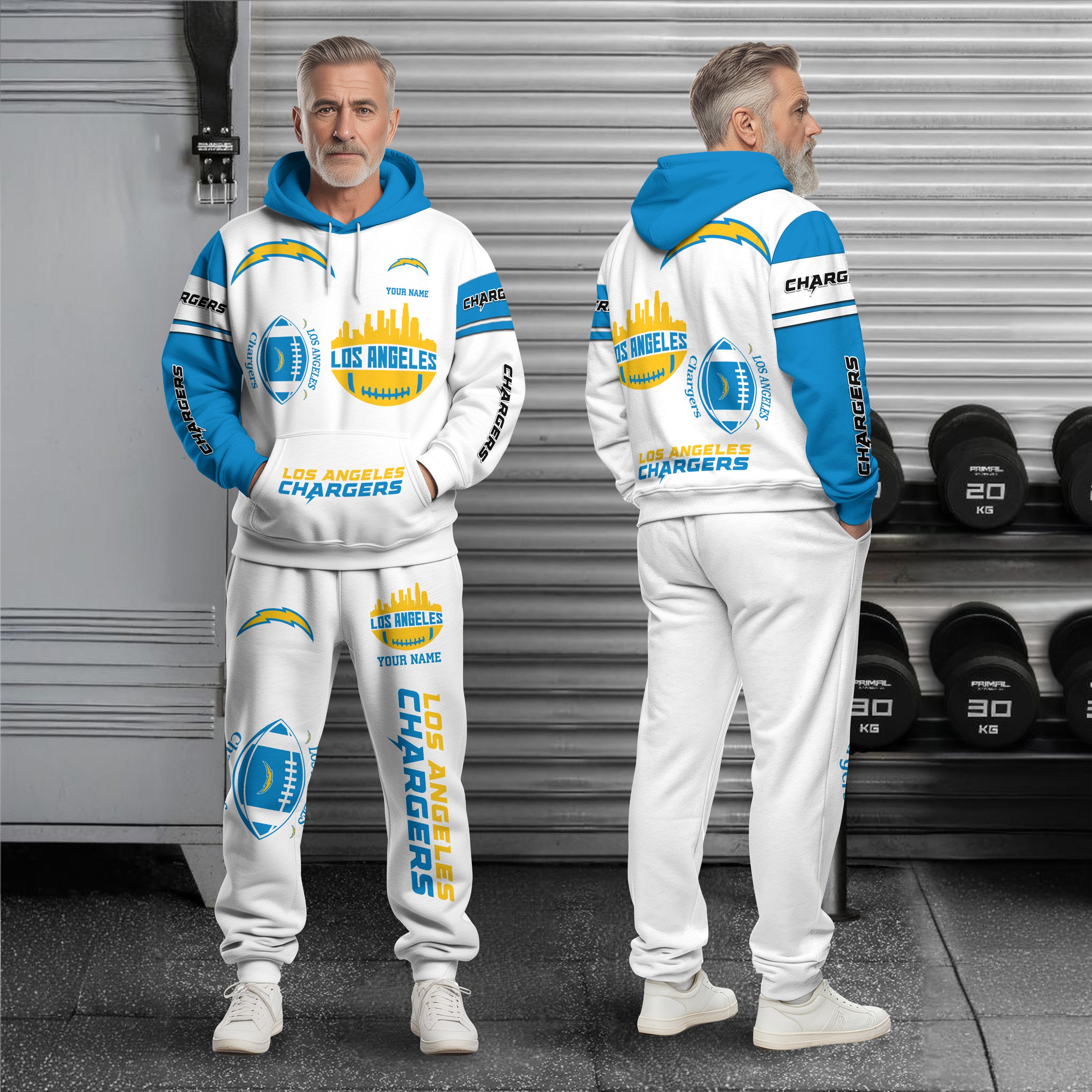 Los Angeles Chargers Combo Hoodie And Sweatpants Custom Name, Gift For Sport EHIVM-10284262N