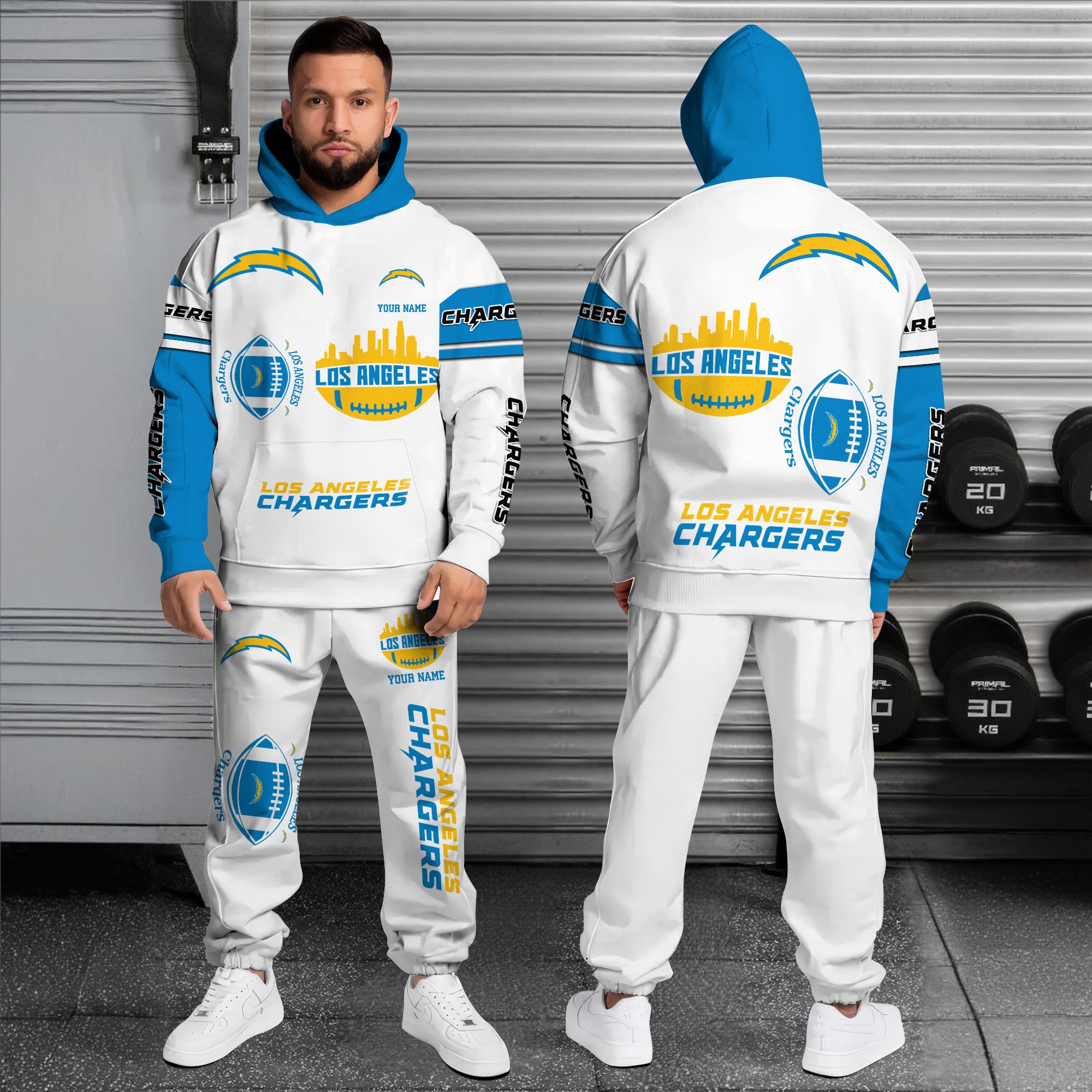 Alternative view of Los Angeles Chargers Combo Hoodie And Sweatpants Custom Name, Gift For Sport EHIVM-10284262N