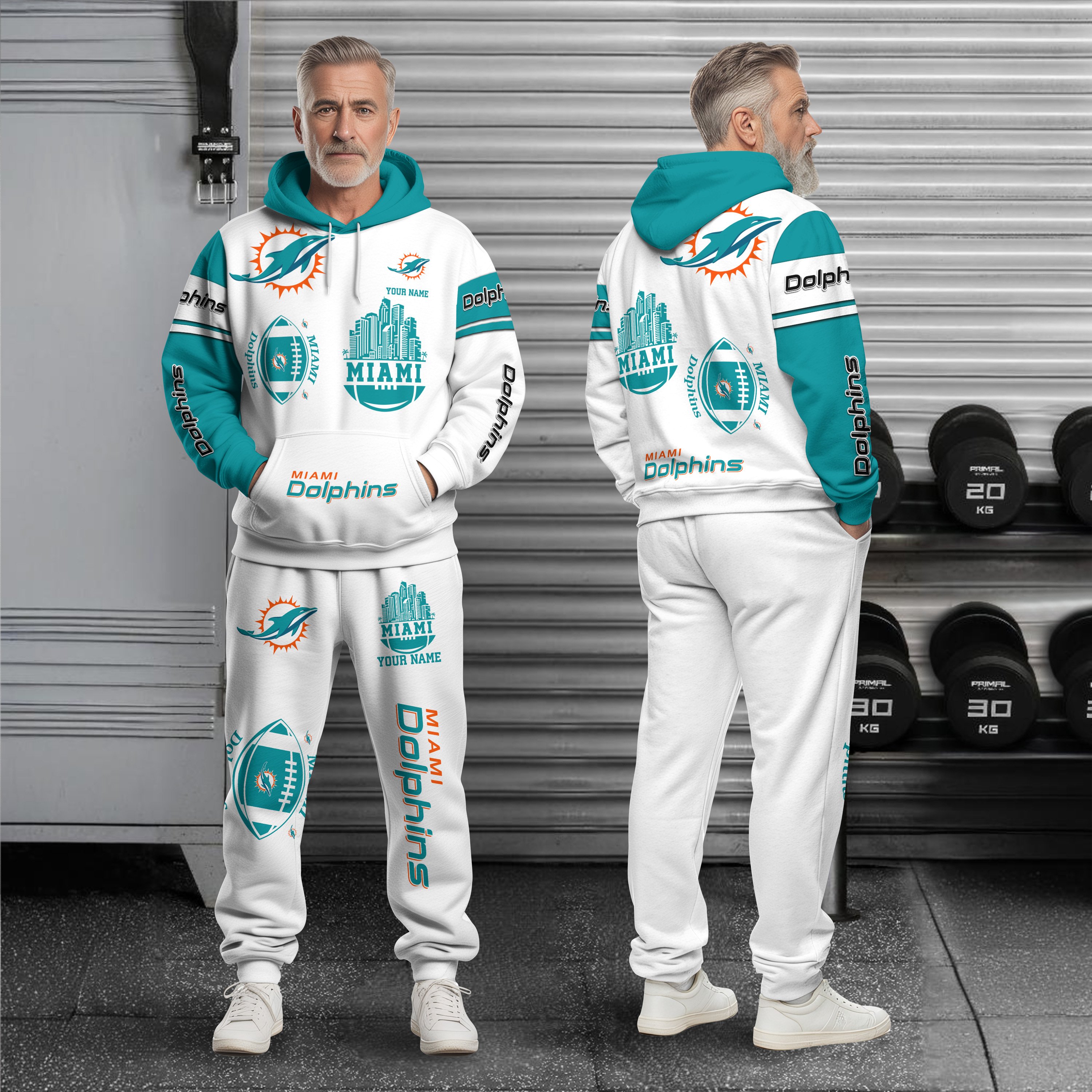 Miami Dolphins Combo Hoodie And Sweatpants Custom Name, Gift For Sport EHIVM-10284262N
