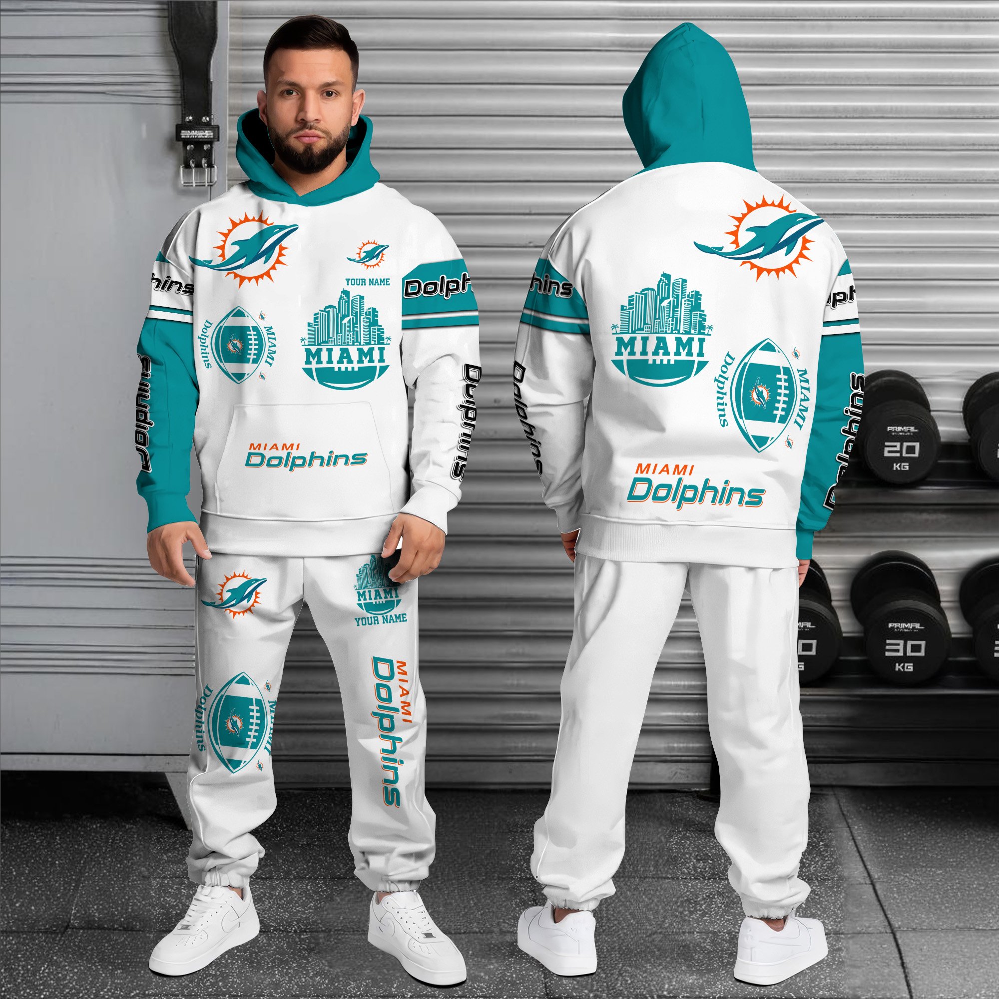 Alternative view of Miami Dolphins Combo Hoodie And Sweatpants Custom Name, Gift For Sport EHIVM-10284262N