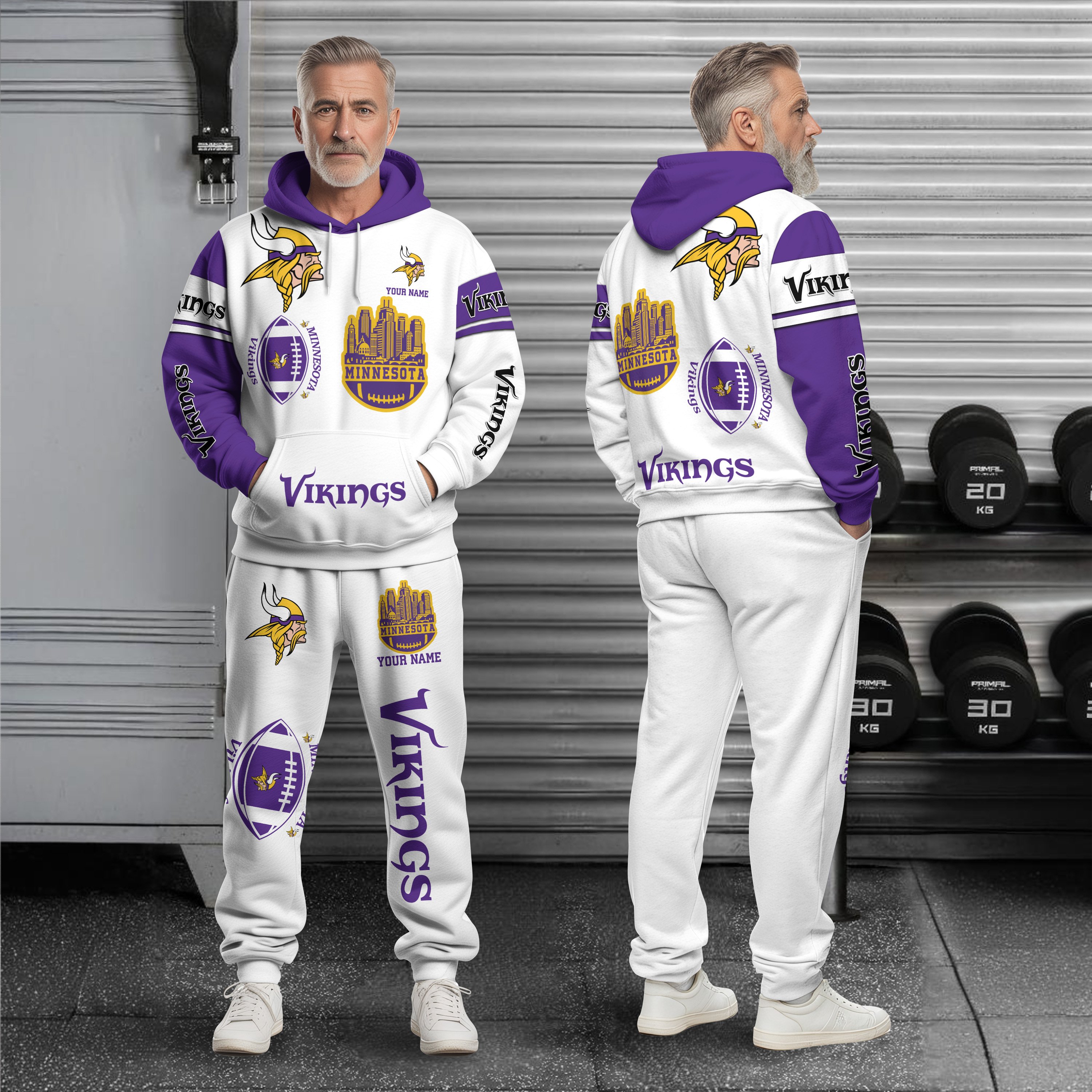 Minnesota Vikings Combo Hoodie And Sweatpants Custom Name, Gift For Sport EHIVM-10284262N