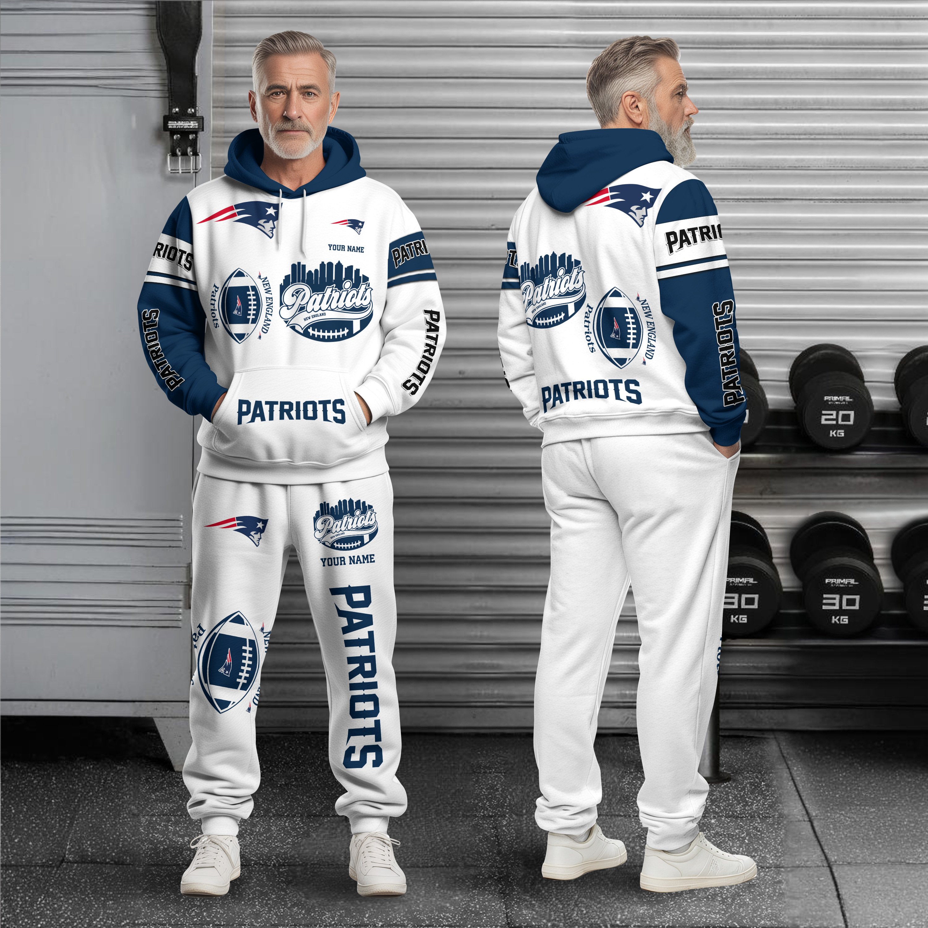New England Patriots Combo Hoodie And Sweatpants Custom Name, Gift For Sport EHIVM-10284262N
