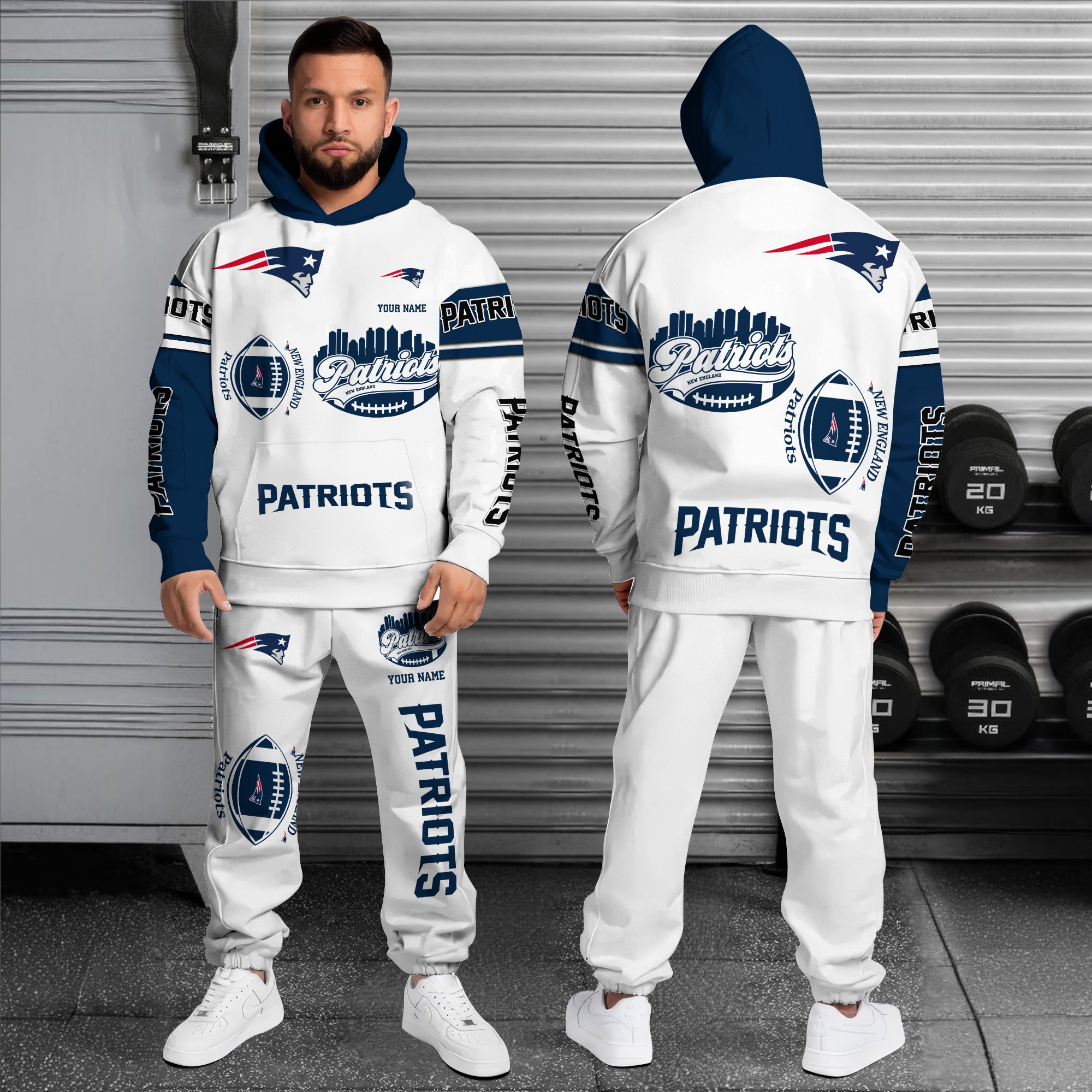 Alternative view of New England Patriots Combo Hoodie And Sweatpants Custom Name, Gift For Sport EHIVM-10284262N