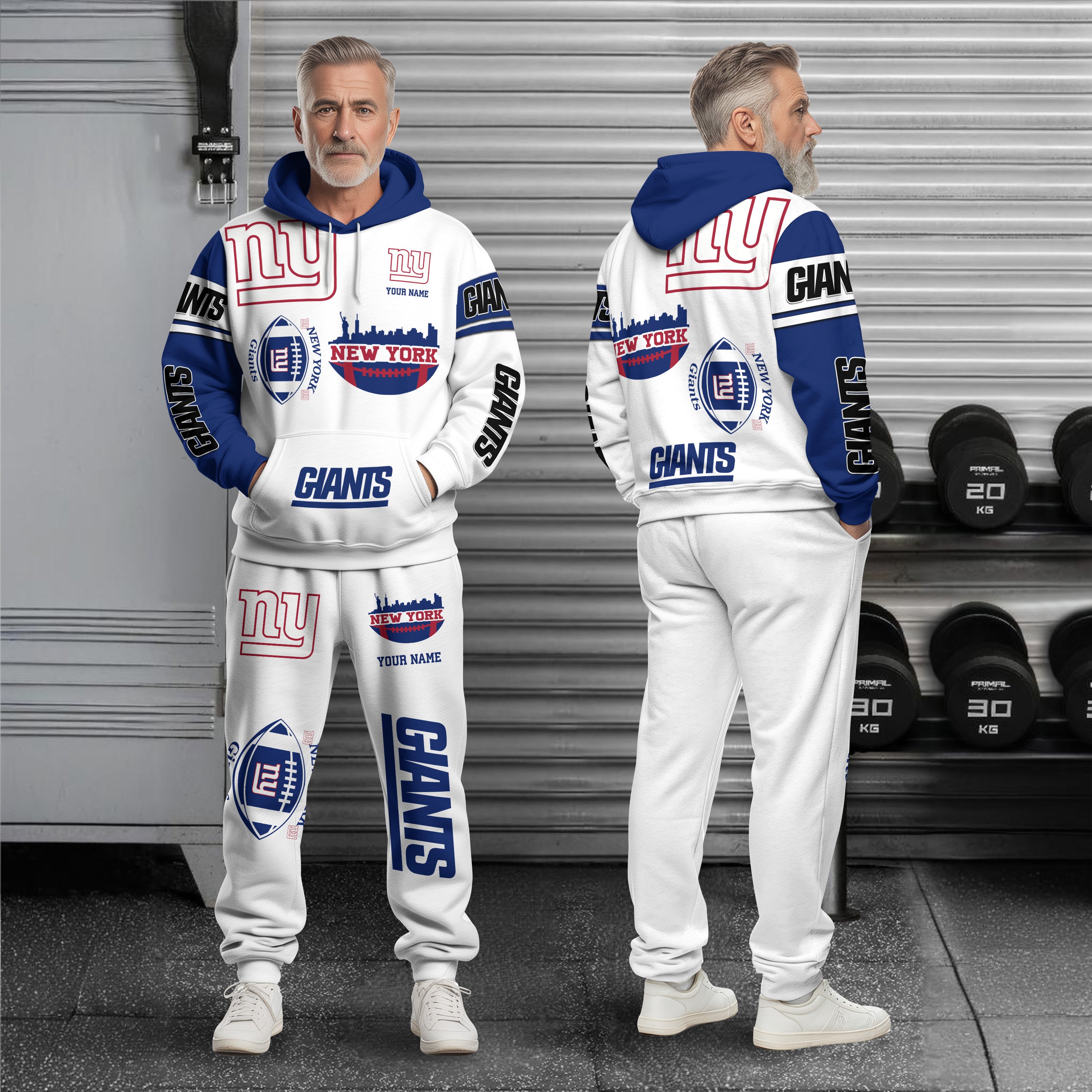 New York Giants Combo Hoodie And Sweatpants Custom Name, Gift For Sport EHIVM-10284262N