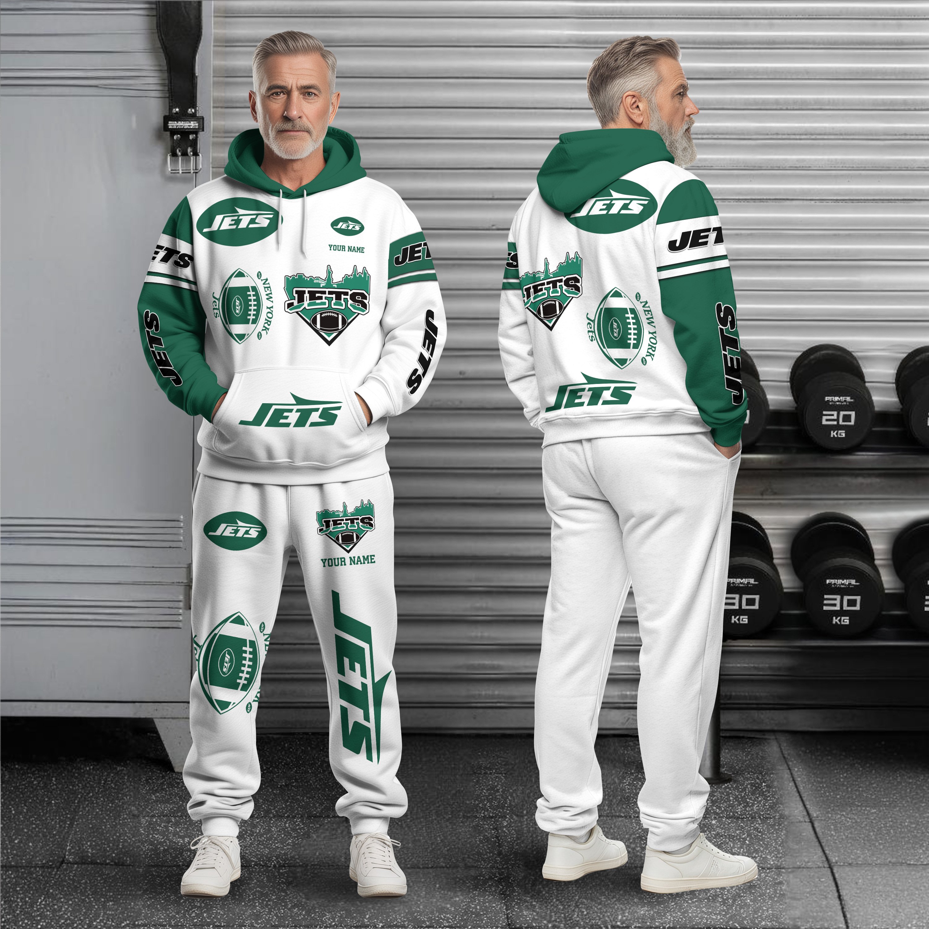 New York Jets Combo Hoodie And Sweatpants Custom Name, Gift For Sport EHIVM-10284262N