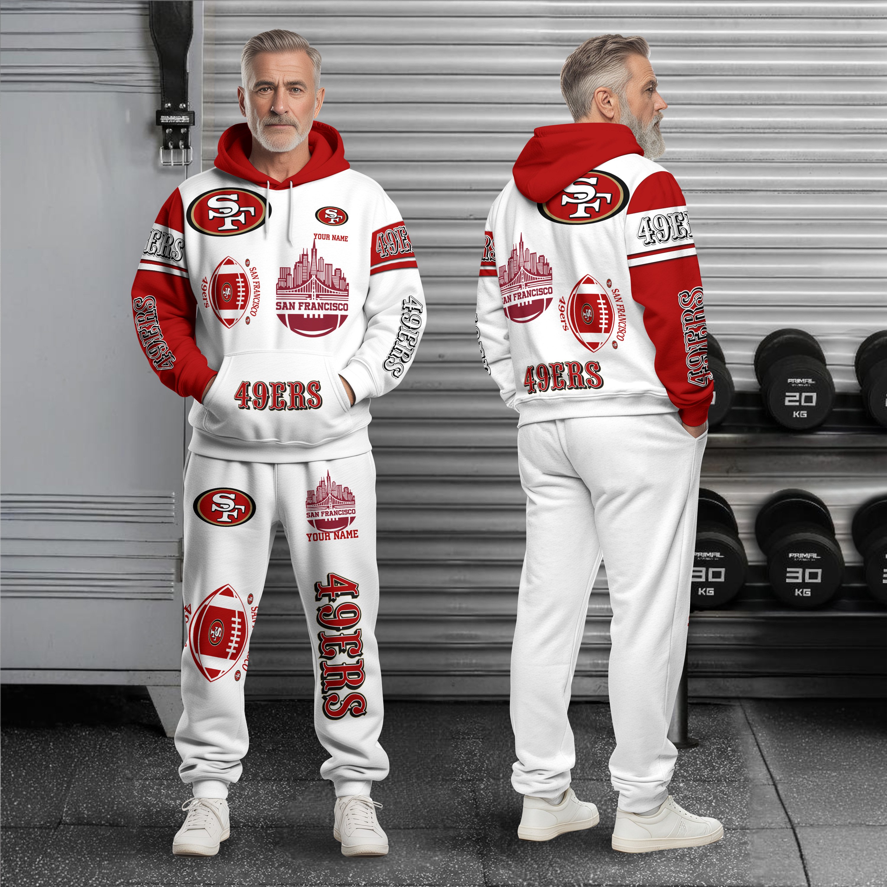 San Francisco 49ers Combo Hoodie And Sweatpants Custom Name, Gift For Sport EHIVM-10284262N