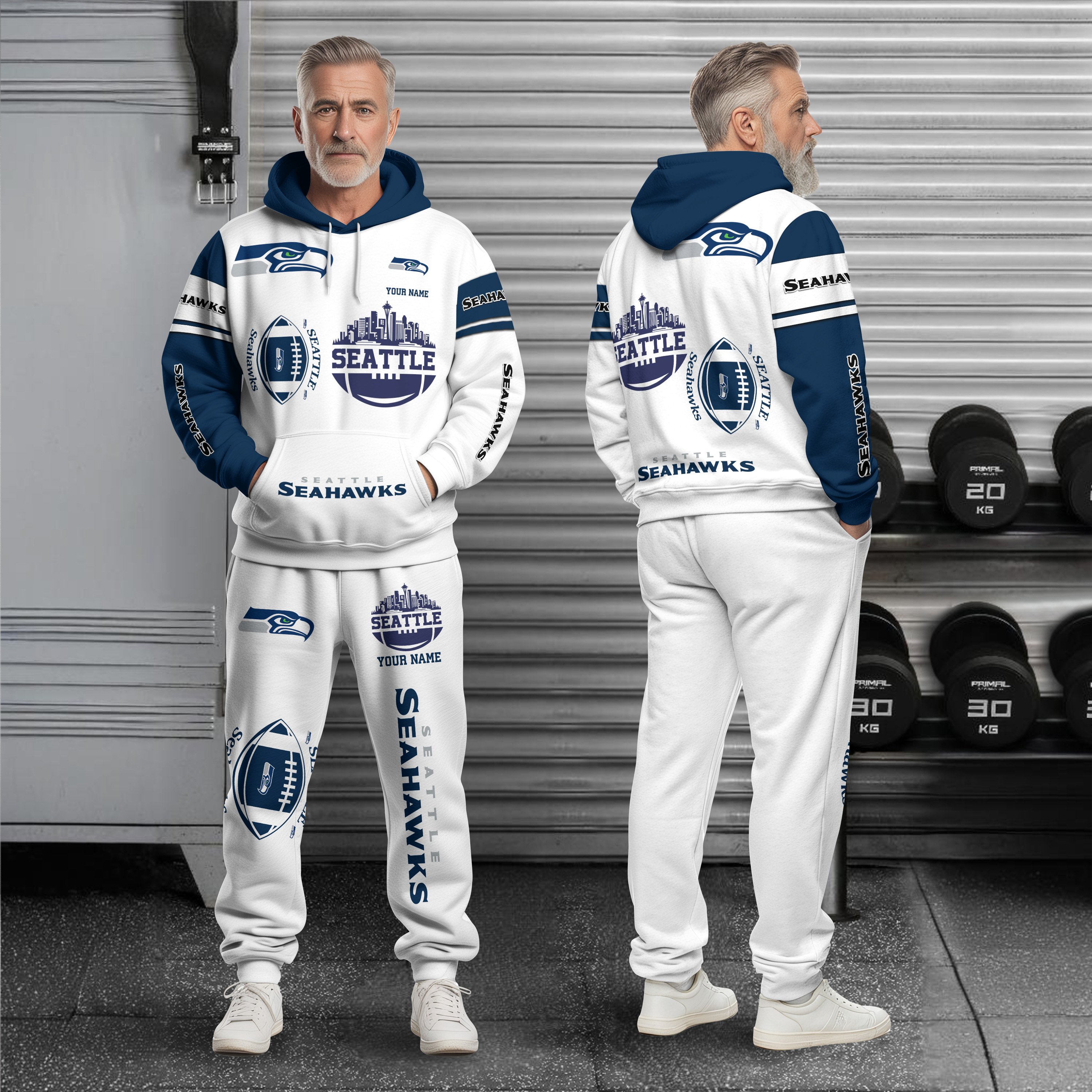 Seattle Seahawks Combo Hoodie And Sweatpants Custom Name, Gift For Sport EHIVM-10284262N