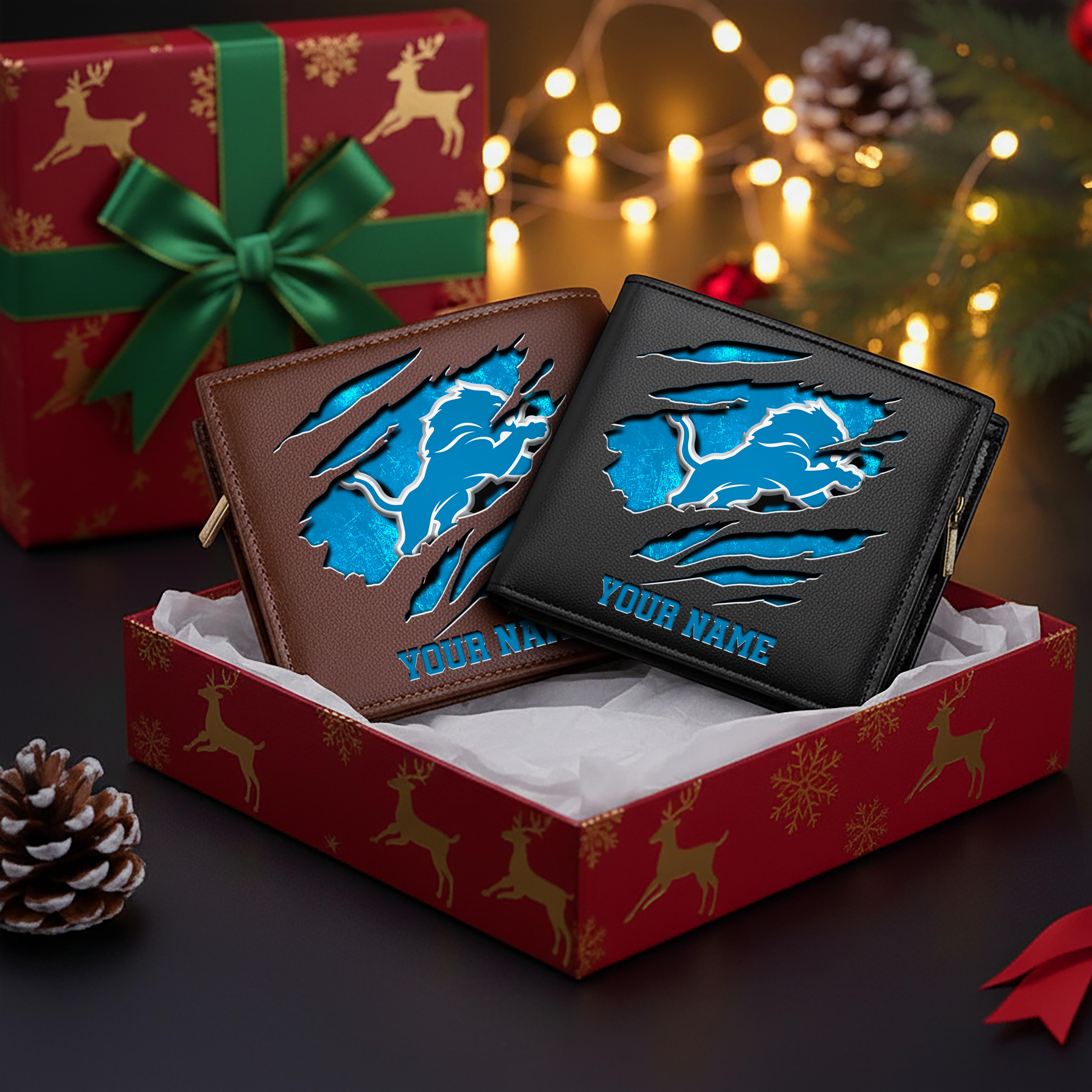 Detroit Lions Men Wallet Custom Your Name, Football Team Men Wallet For Fans, Gifts For Football Lovers EHIVM-11044382
