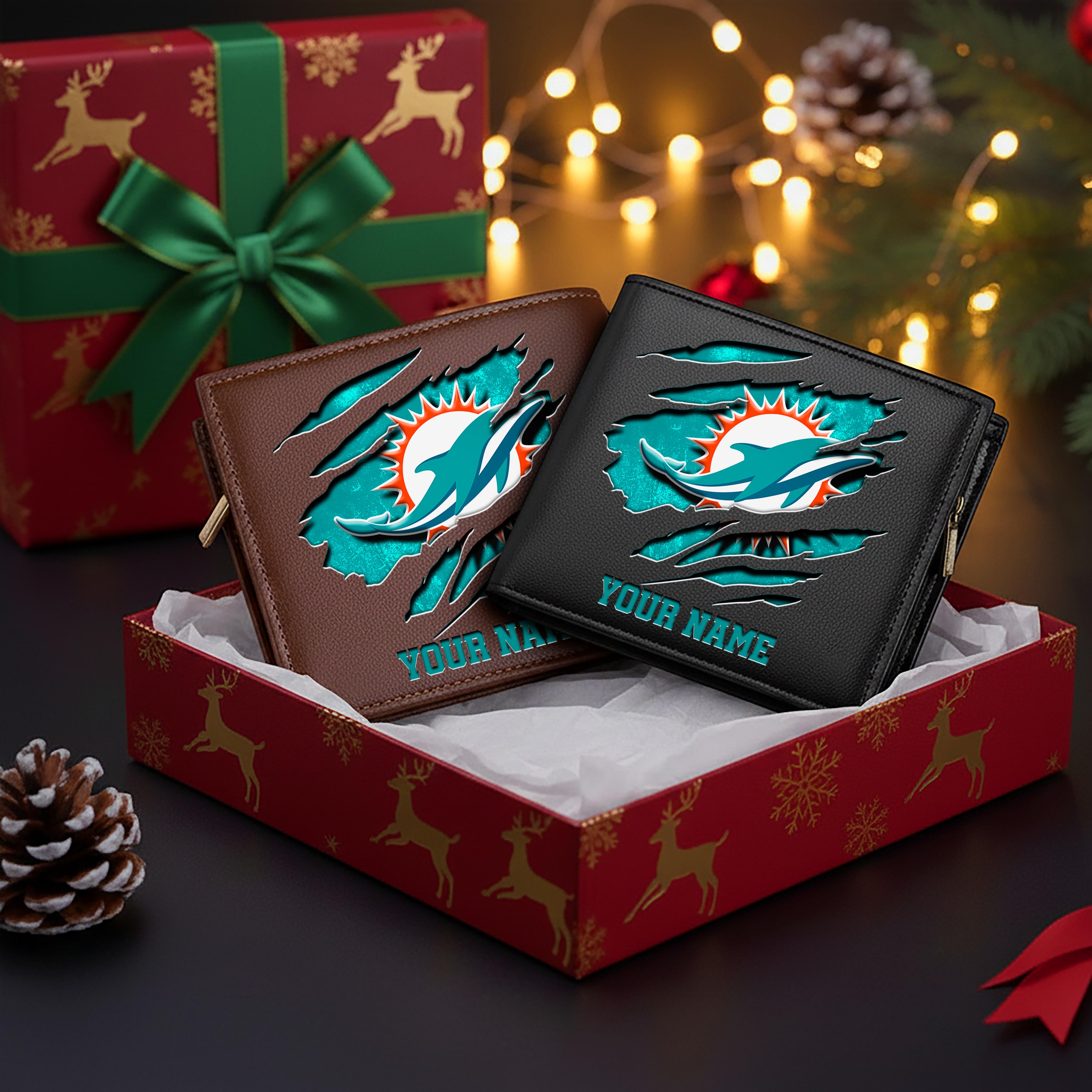 Miami Dolphins Men Wallet Custom Your Name, Football Team Men Wallet For Fans, Gifts For Football Lovers EHIVM-11044382