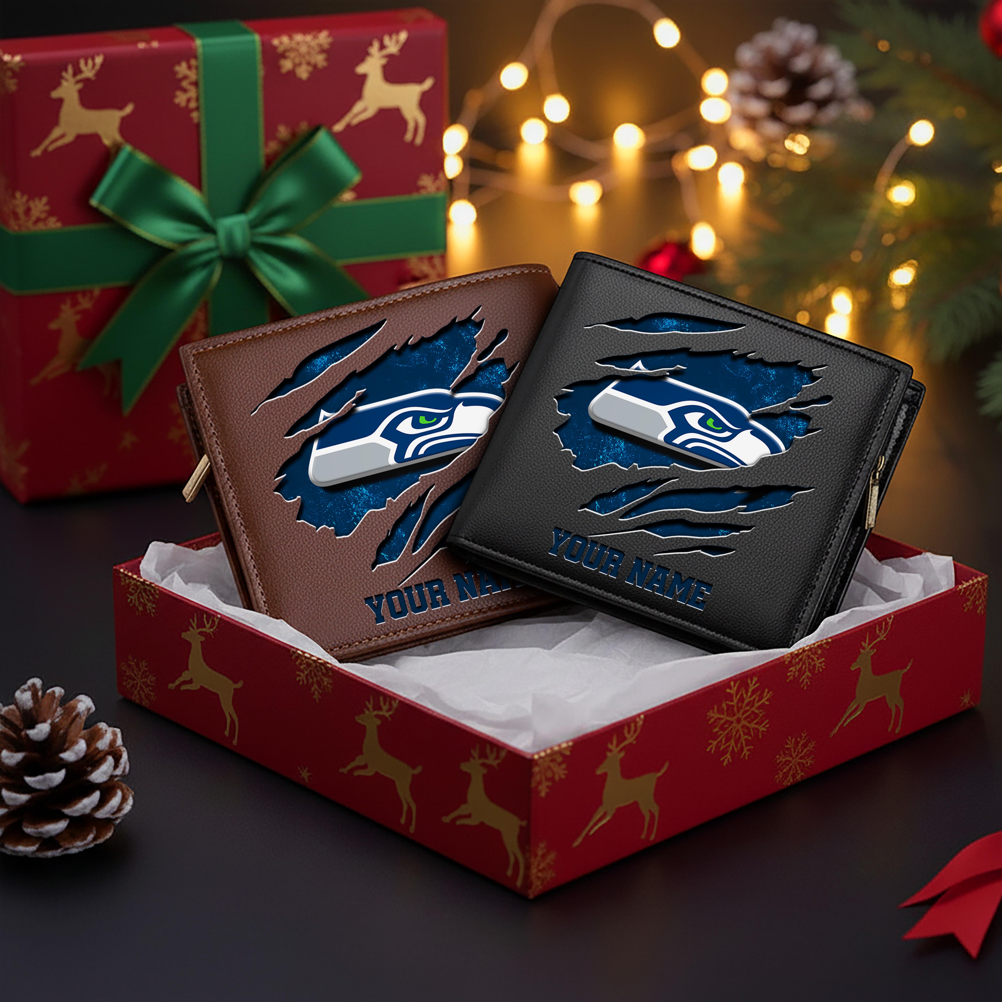 Seattle Seahawks Men Wallet Custom Your Name, Football Team Men Wallet For Fans, Gifts For Football Lovers EHIVM-11044382