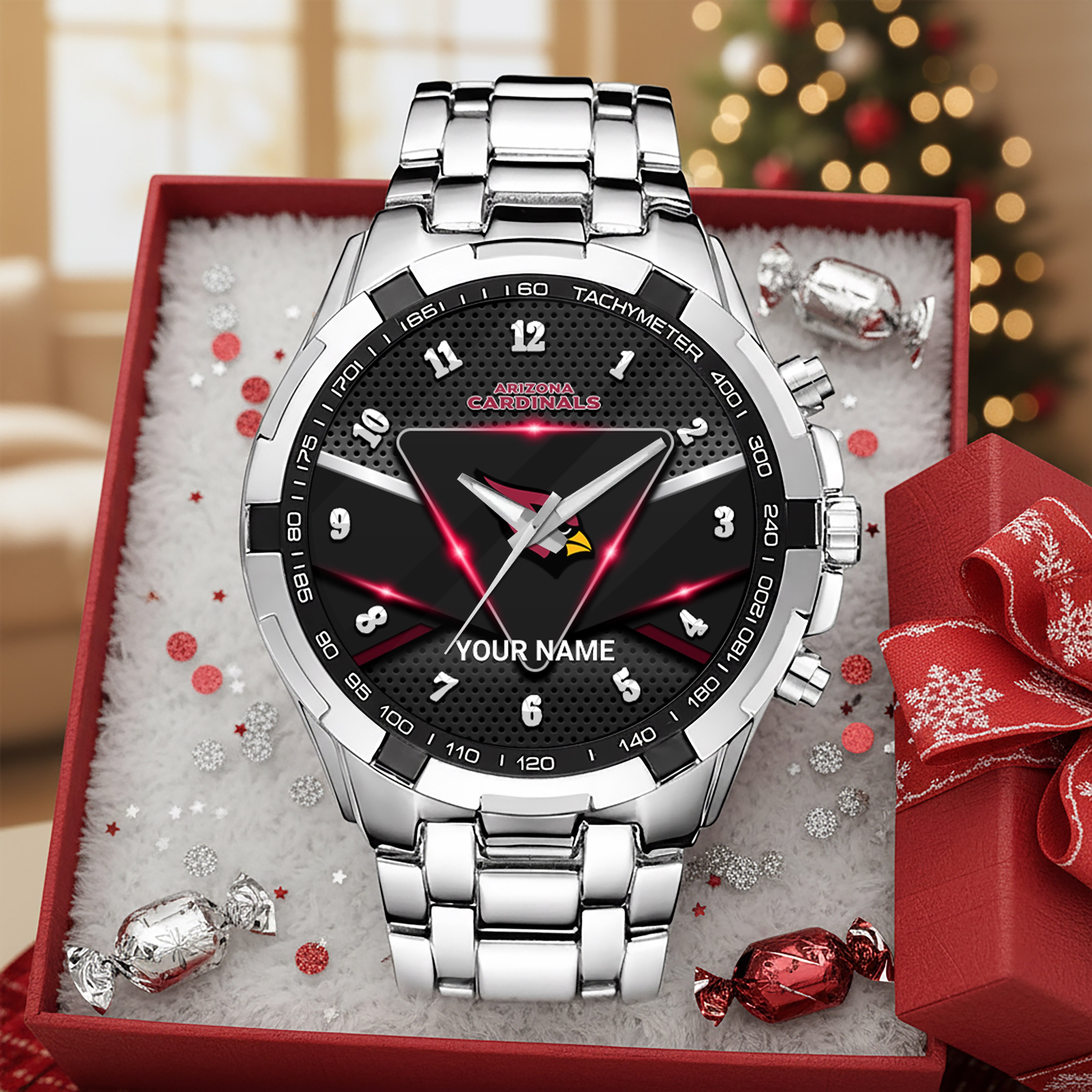 Arizona Cardinals Alloy Men Quartz Watch Custom Your Name, Sport Men Watch, FootBall Fan Gifts EHIVM-08273305N
