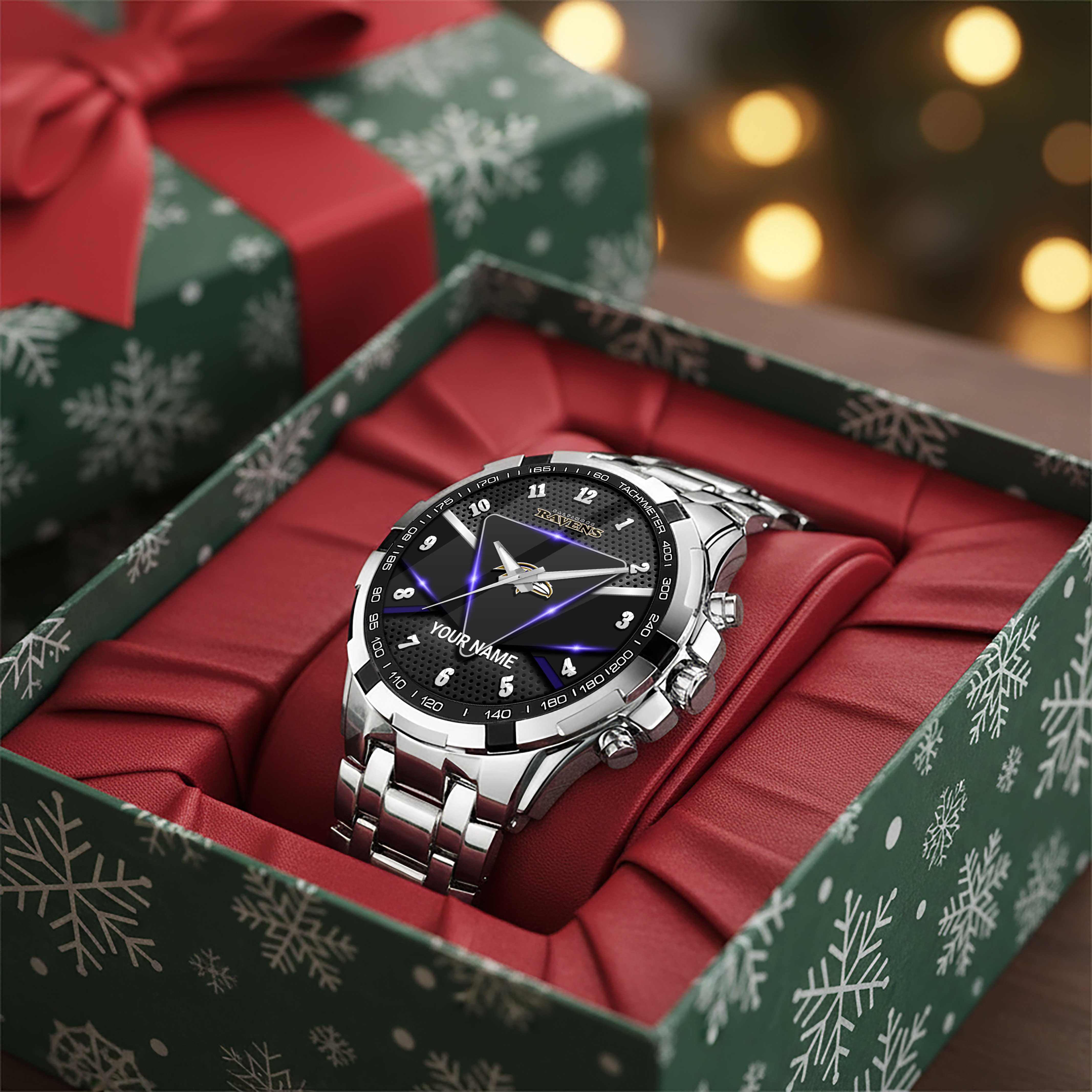 Alternative view of Baltimore Ravens Alloy Men Quartz Watch Custom Your Name, Sport Men Watch, FootBall Fan Gifts EHIVM-08273305N