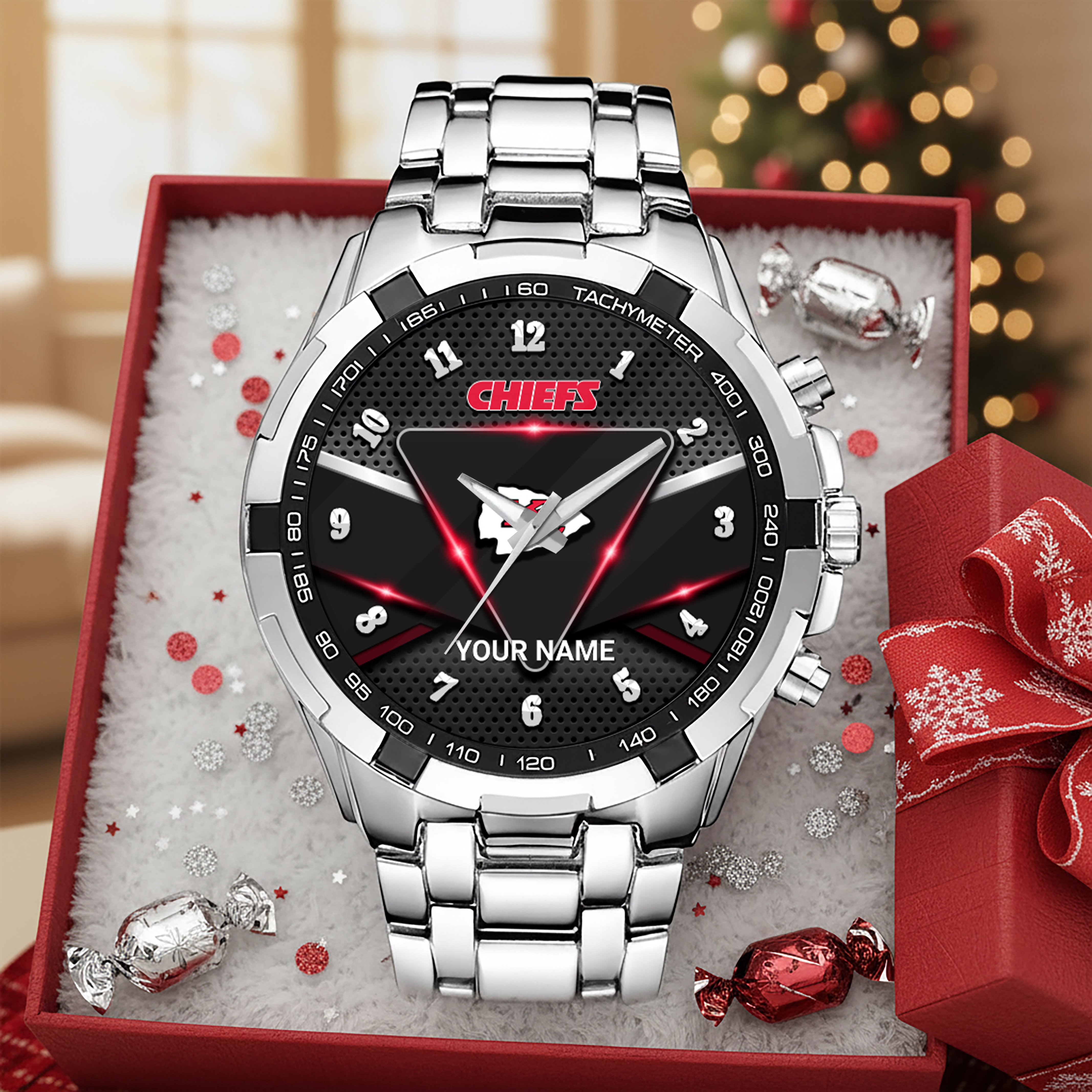 Kansas City Chiefs Alloy Men Quartz Watch Custom Your Name, Sport Men Watch, FootBall Fan Gifts EHIVM-08273305N