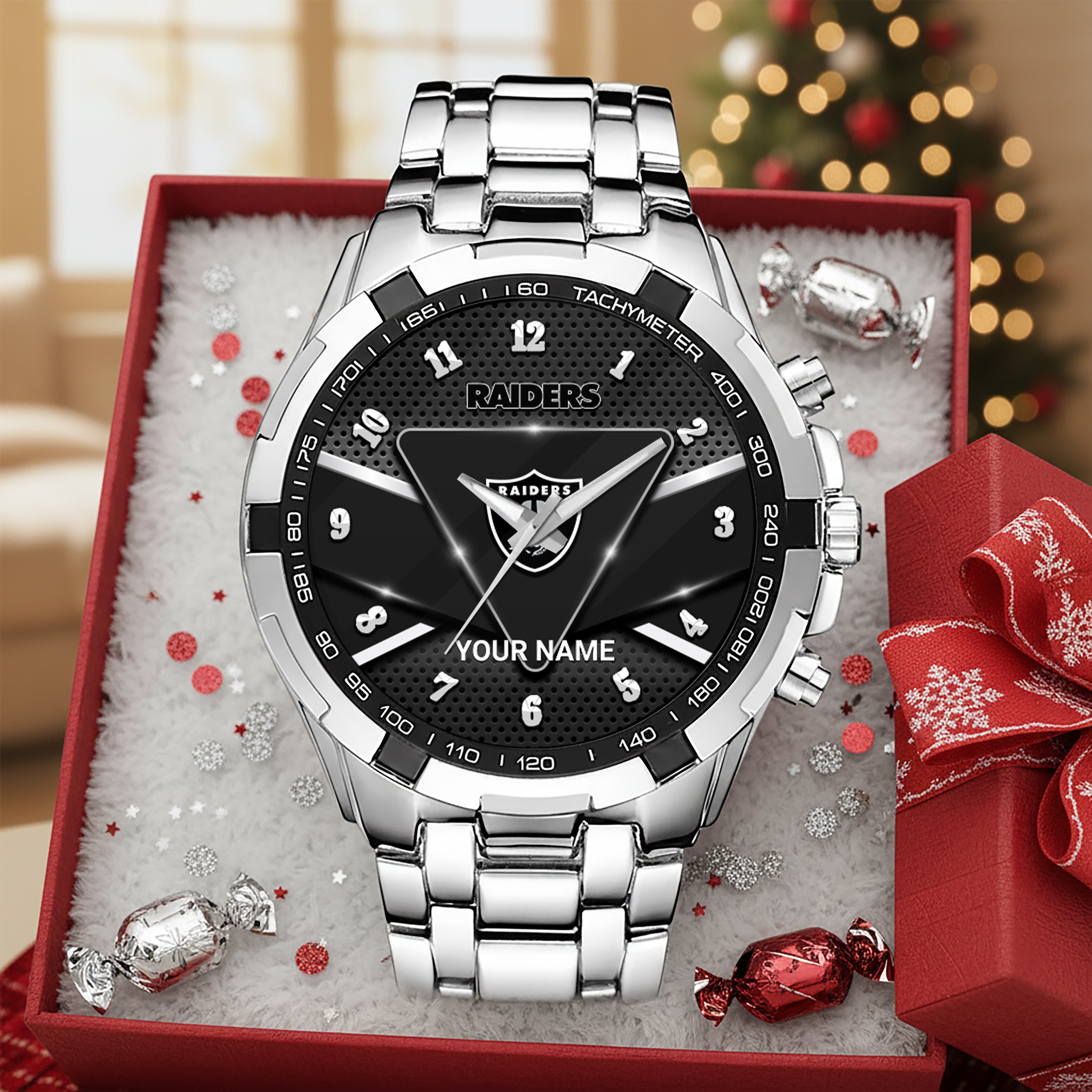 Las Vegas Raiders Alloy Men Quartz Watch Custom Your Name, Sport Men Watch, FootBall Fan Gifts EHIVM-08273305N