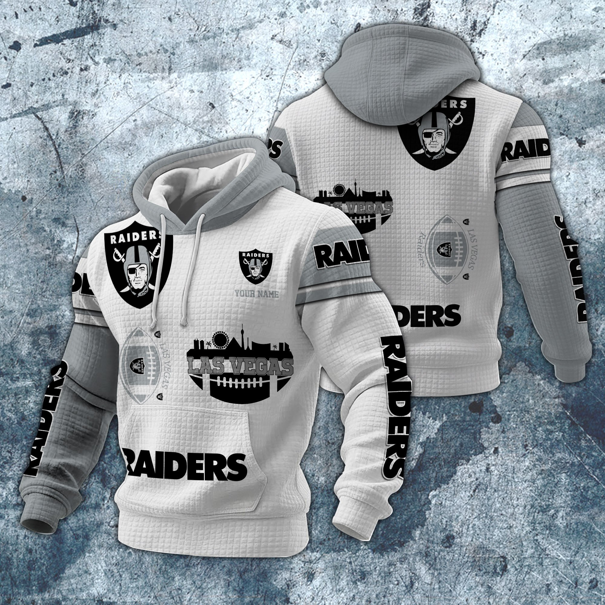Las Vegas Raiders Print Checkered Fabric Hooded Sweatshirt Custom Your Name, Gift For Sport