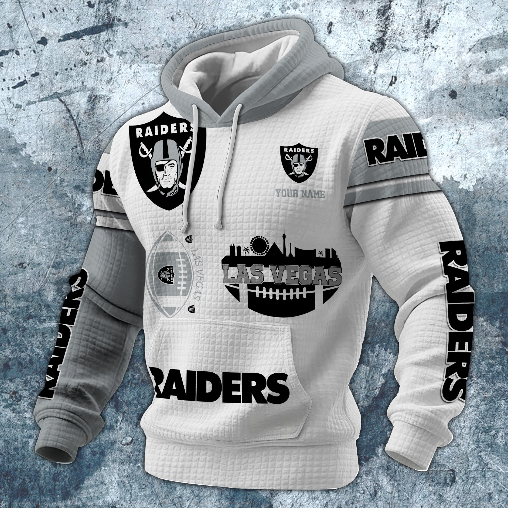 Alternative view of Las Vegas Raiders Print Checkered Fabric Hooded Sweatshirt Custom Your Name, Gift For Sport