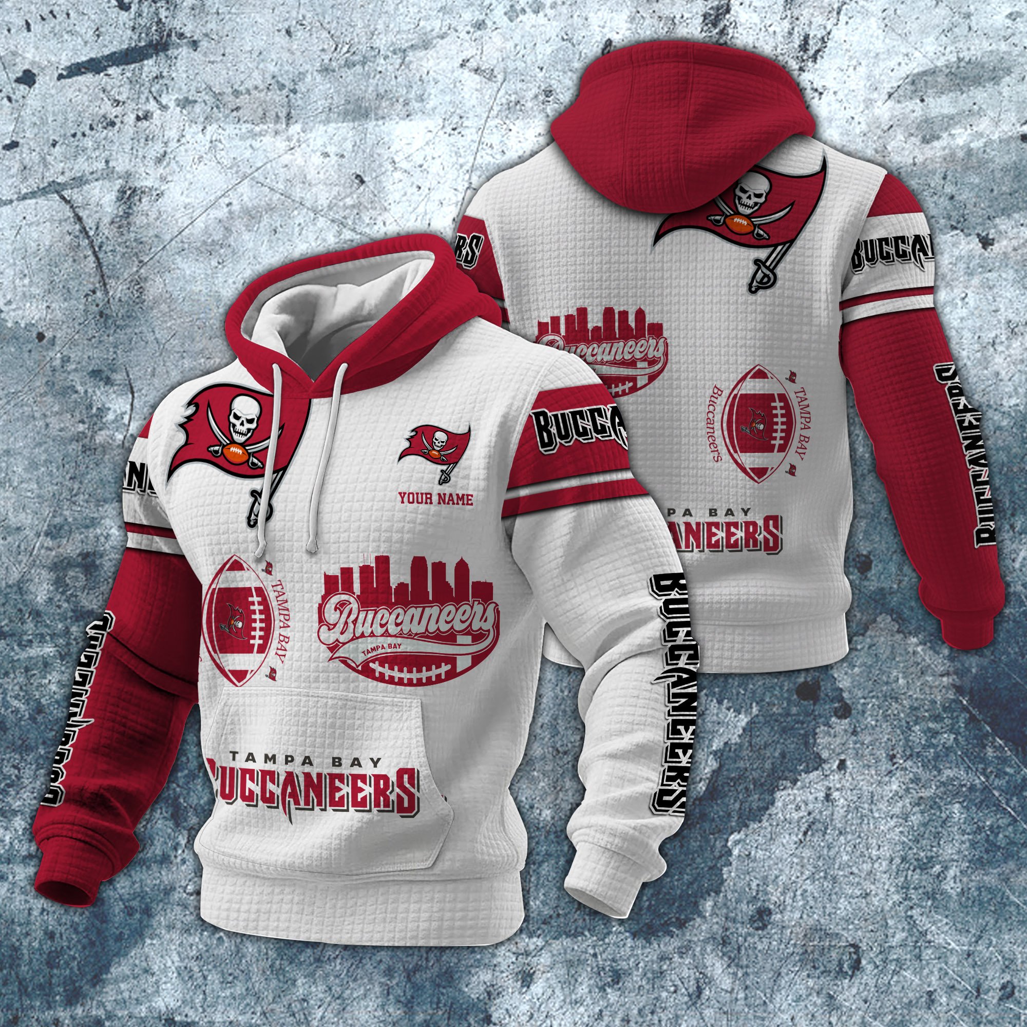 Tampa Bay Buccaneers Print Checkered Fabric Hooded Sweatshirt Custom Your Name, Gift For Sport