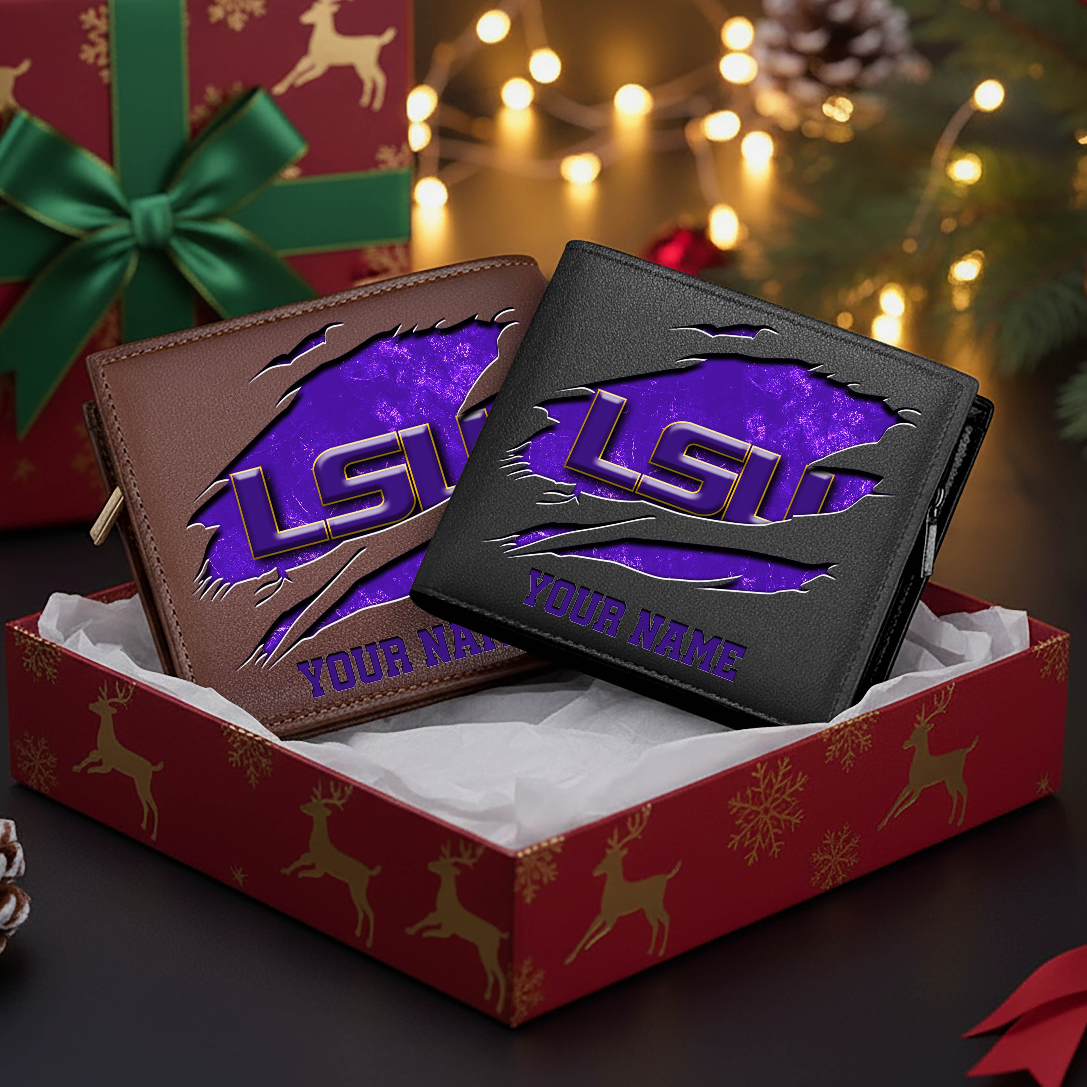LSU TIGERS Men Wallet Custom Your Name, Football Team Men Wallet For Fans, Gifts For Football Lovers EHIVM-08213237A