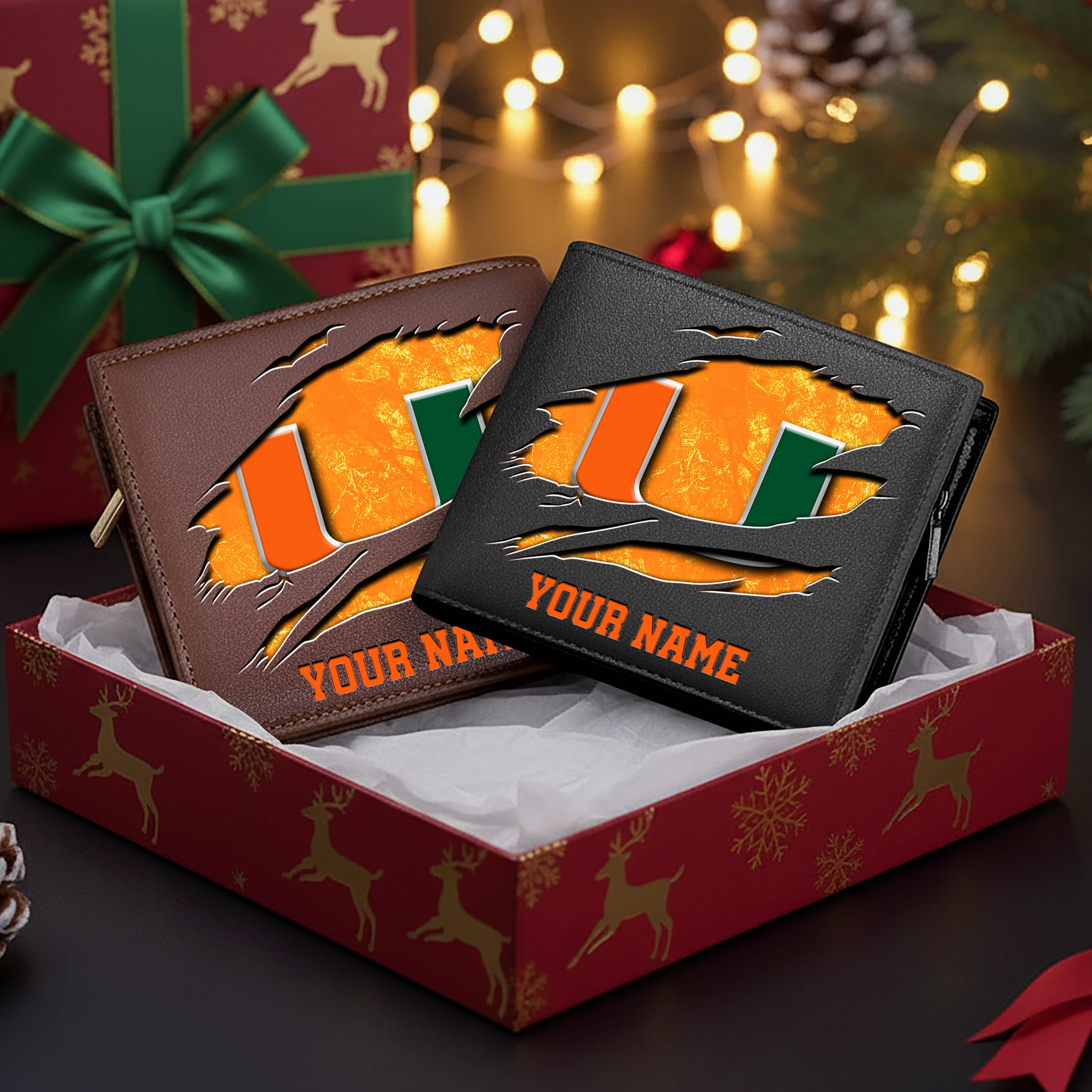 Miami Hurricanes Men Wallet Custom Your Name, Football Team Men Wallet For Fans, Gifts For Football Lovers EHIVM-08213237A