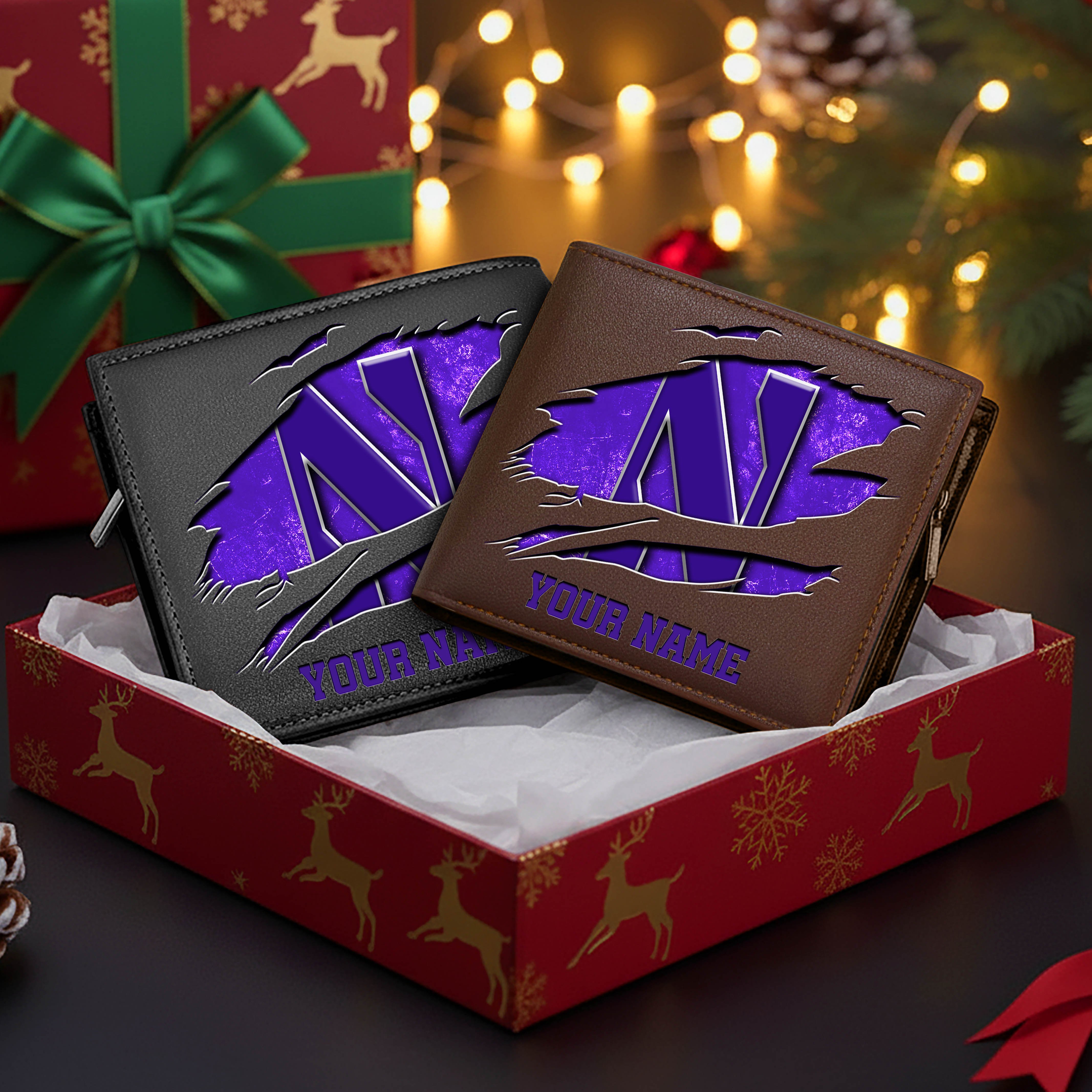 Alternative view of Northwestern Wildcats Men Wallet Custom Your Name, Football Team Men Wallet For Fans, Gifts For Football Lovers EHIVM-08213237A
